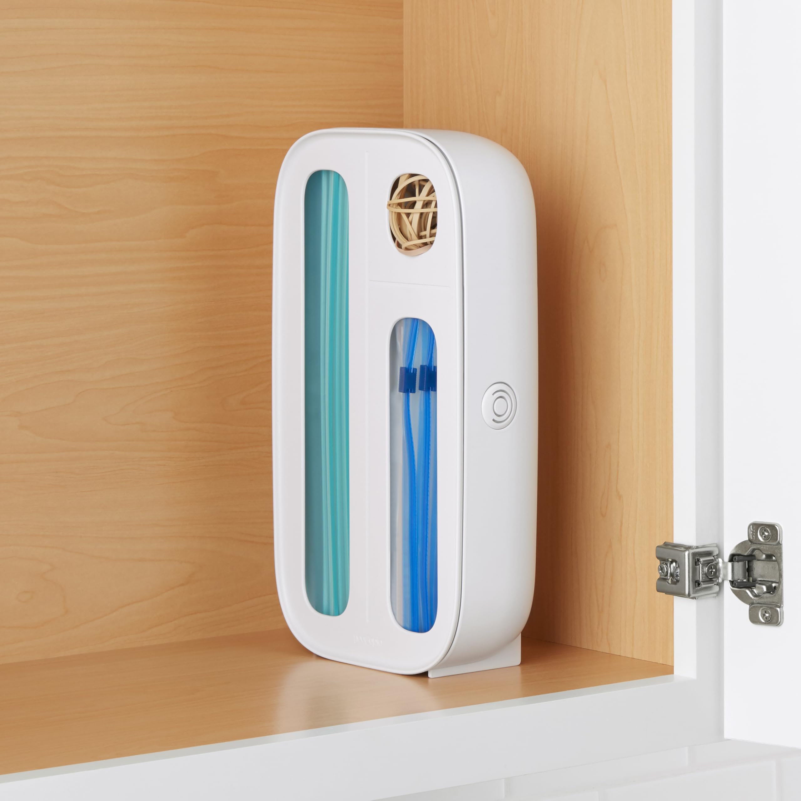 StoraBag Drawer Food Bags Dispenser, 4-Slot, Plastic Sandwich Bag Organizer for Kitchen Storage, White