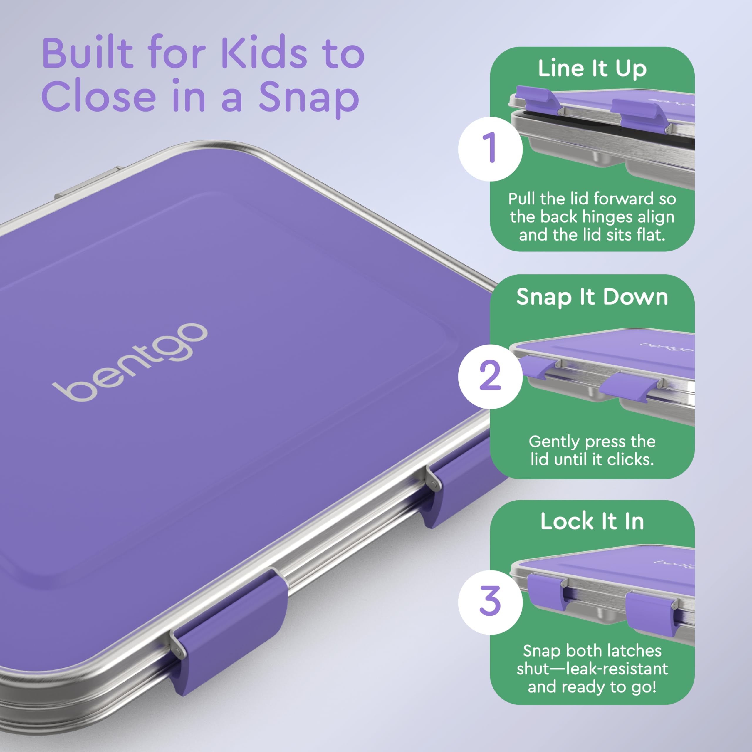 Bentgo Kids Stainless Steel Leak-Resistant Lunch Box - 3-Compartments with Bonus Silicone Container, Durable, Eco-Friendly, Dishwasher Safe, BPA-Free, Ideal for School, Ages 3+ (Blue)
