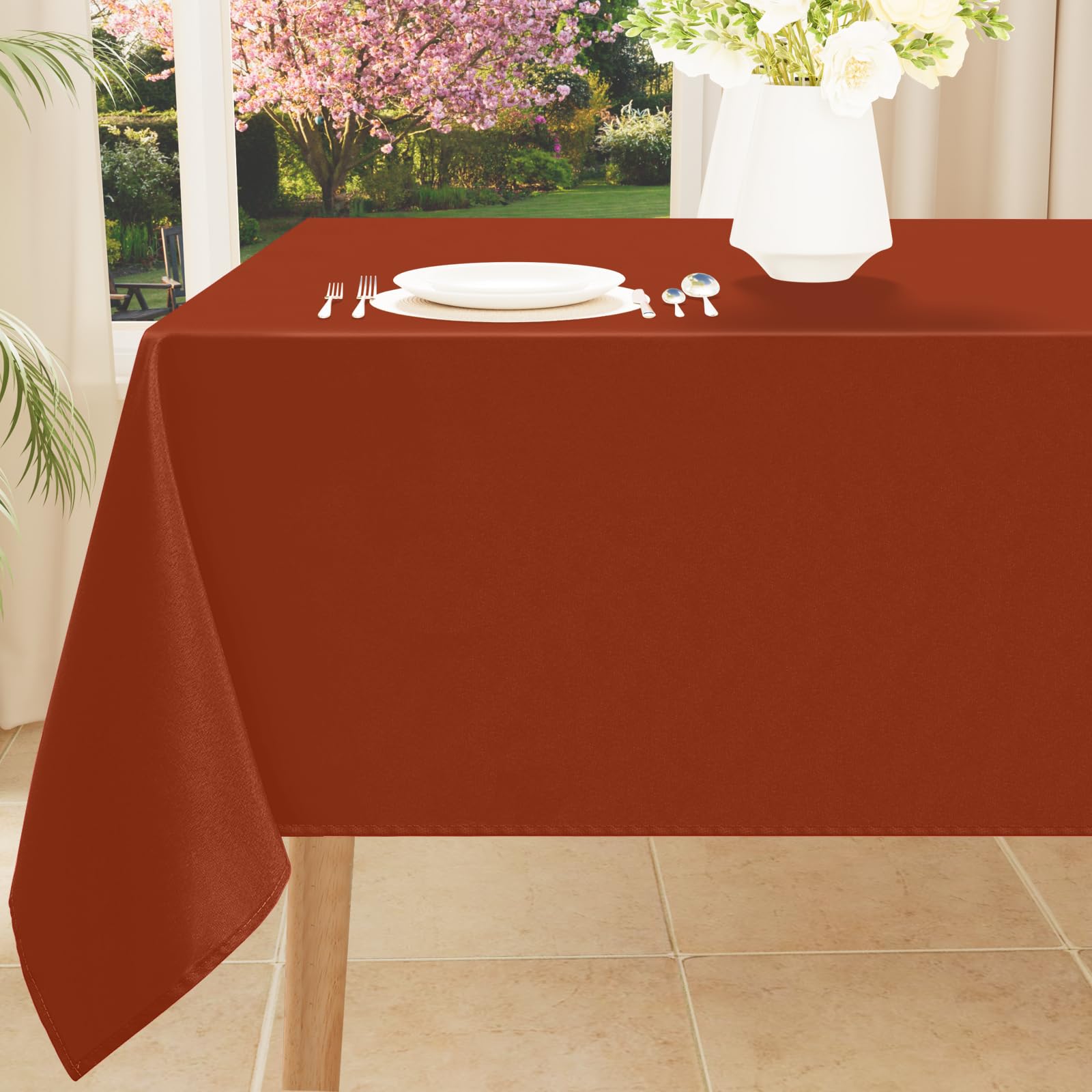 Smiry Rectangle Table Cloth, Waterproof Anti-Scratch Polyester Tablecloth, Decorative Washable Fabric Table Cover for Dining, Buffet, Parties and Outdoor, 60x84, Black