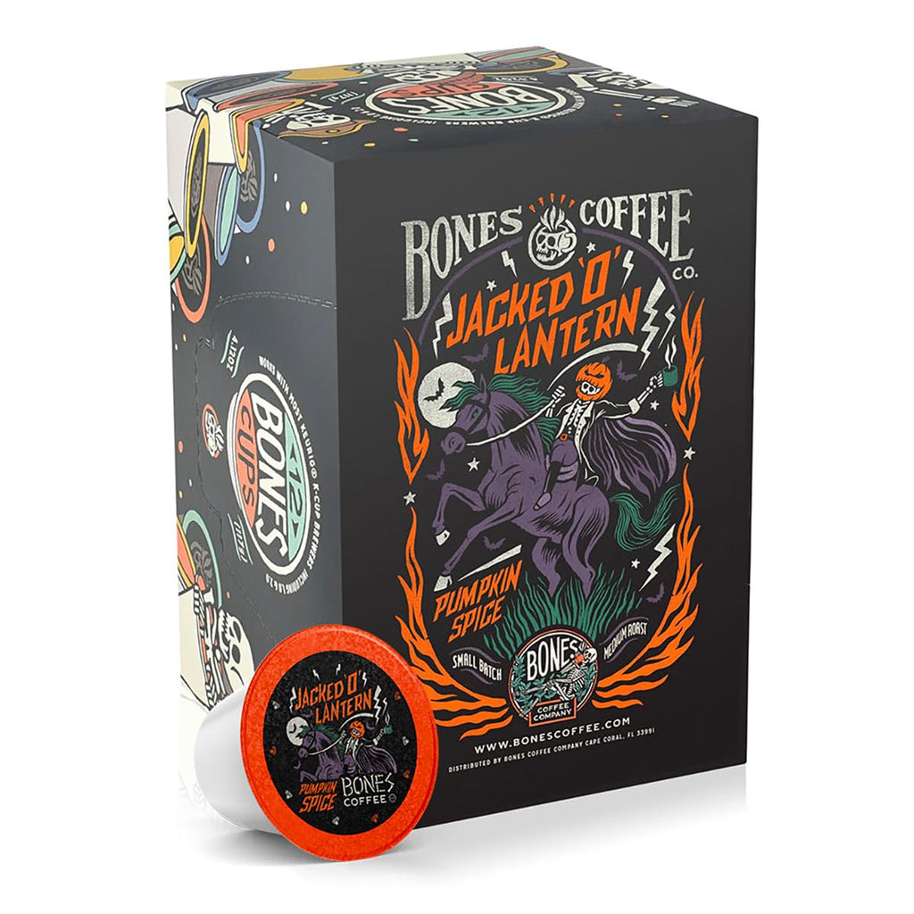 Bones Coffee Company Flavored Coffee Bones Cups Highland Grog Butterscotch Caramel | 12ct Single-Serve Coffee Pods Compatible with Keurig 1.0 & 2.0 Keurig Coffee Maker