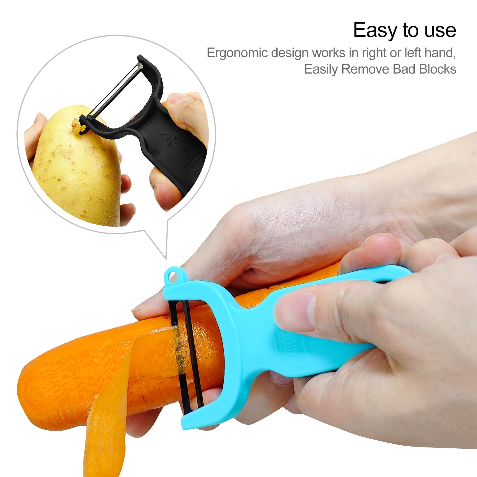 Original Vegetable Peeler Carbon Steel Blade 3-Pack Red/Green/Yellow