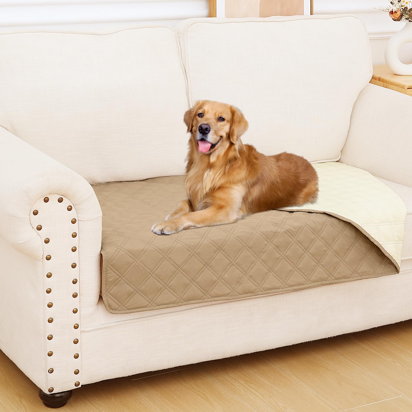 Smiry Waterproof Couch Covers for Dogs Washable, Reversible Pet Couch Covers for 3 Cushion Sofa Pet Friendly, Soft Sofa Furniture Protector for Dogs Cat Kids, Checkered (30"x70", Grey/Dark Grey)