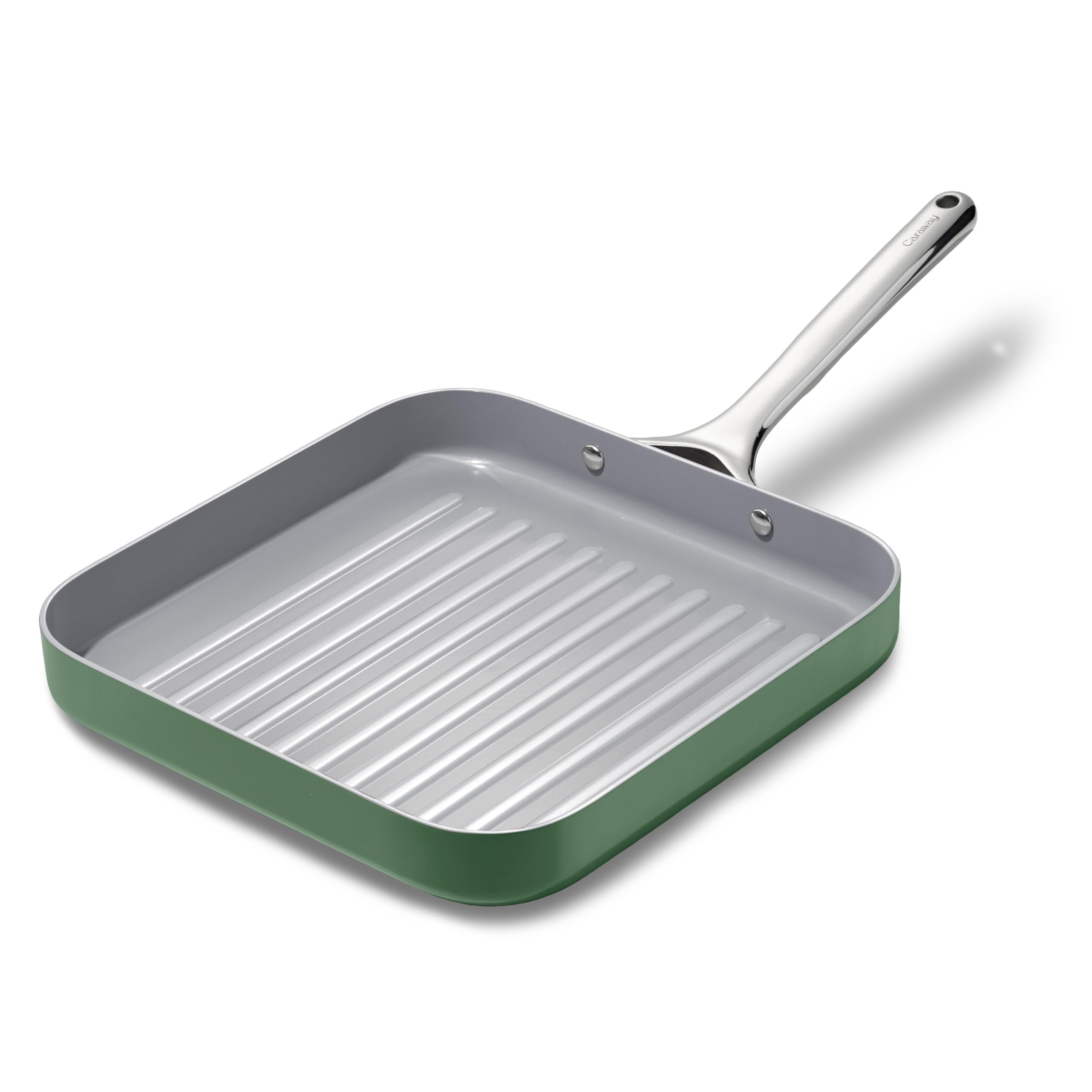 Caraway Square Grill Pan - 11” Grill Pan - Non-Stick Ceramic Coated - Non Toxic, PTFE & PFOA Free - Oven Safe & Compatible with All Stovetops - Cream