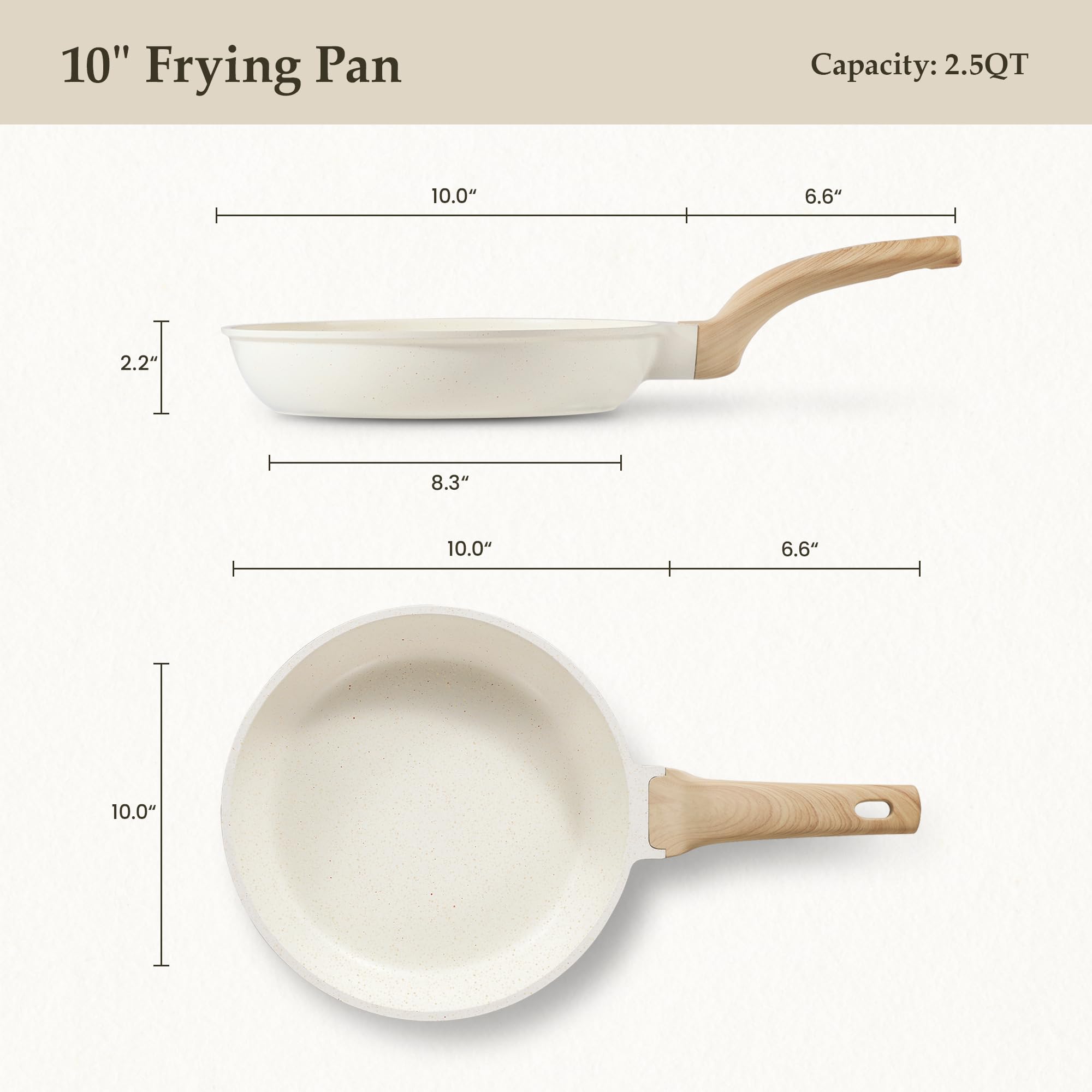 CAROTE Nonstick Frying Pan Skillet,Non Stick Granite Fry Pan Egg Pan Omelet Pans, Stone Cookware Chef's Pan, PFOA Free,Induction Compatible(Classic Granite, 8-Inch)
