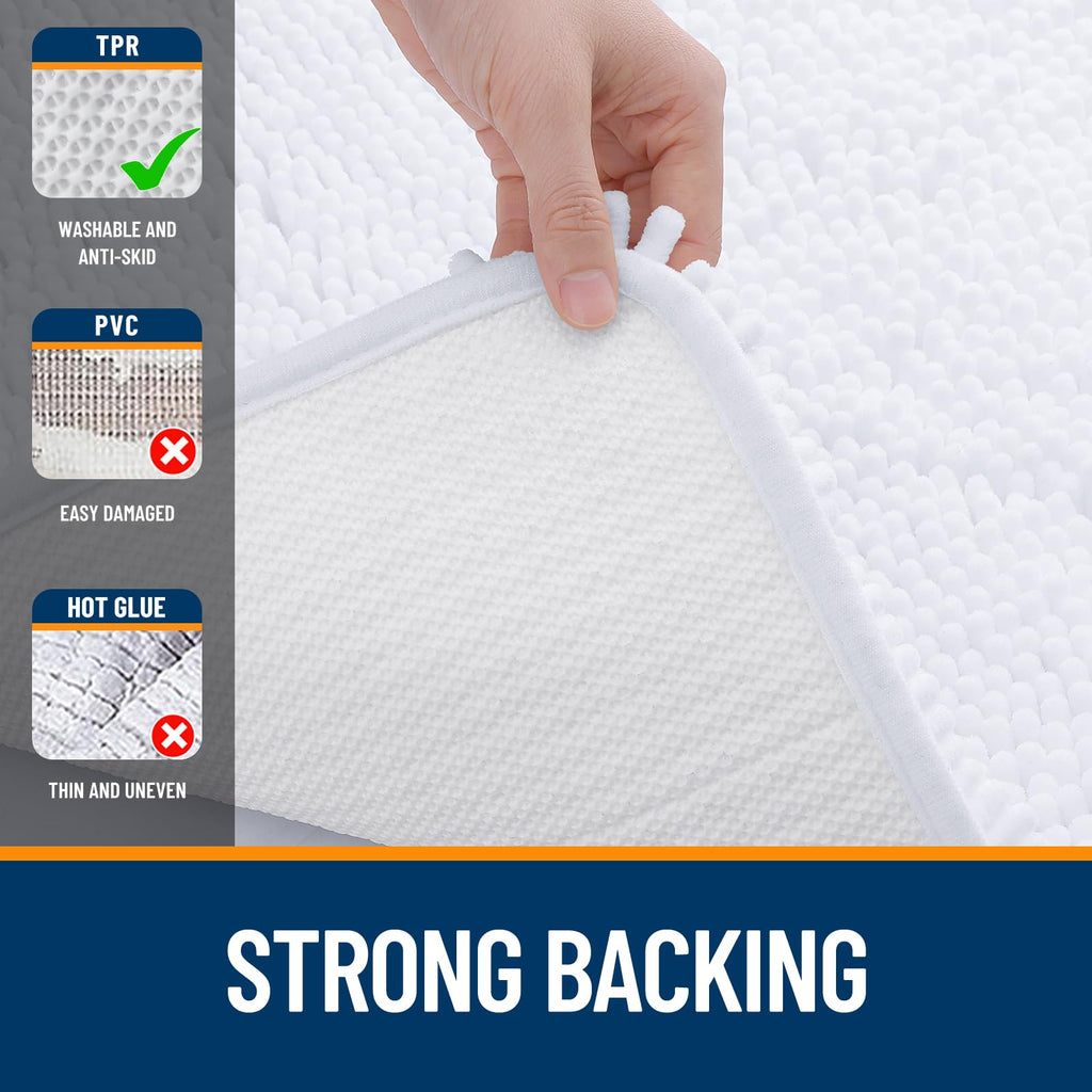 OLANLY 30-inch Round Bathroom Rugs, Extra Soft and Absorbent Chenille Bath Rugs, Quick Dry Machine Washable Bath Mats for Bathroom Floor, Tub and Shower, Home Decor Accessories, Grey