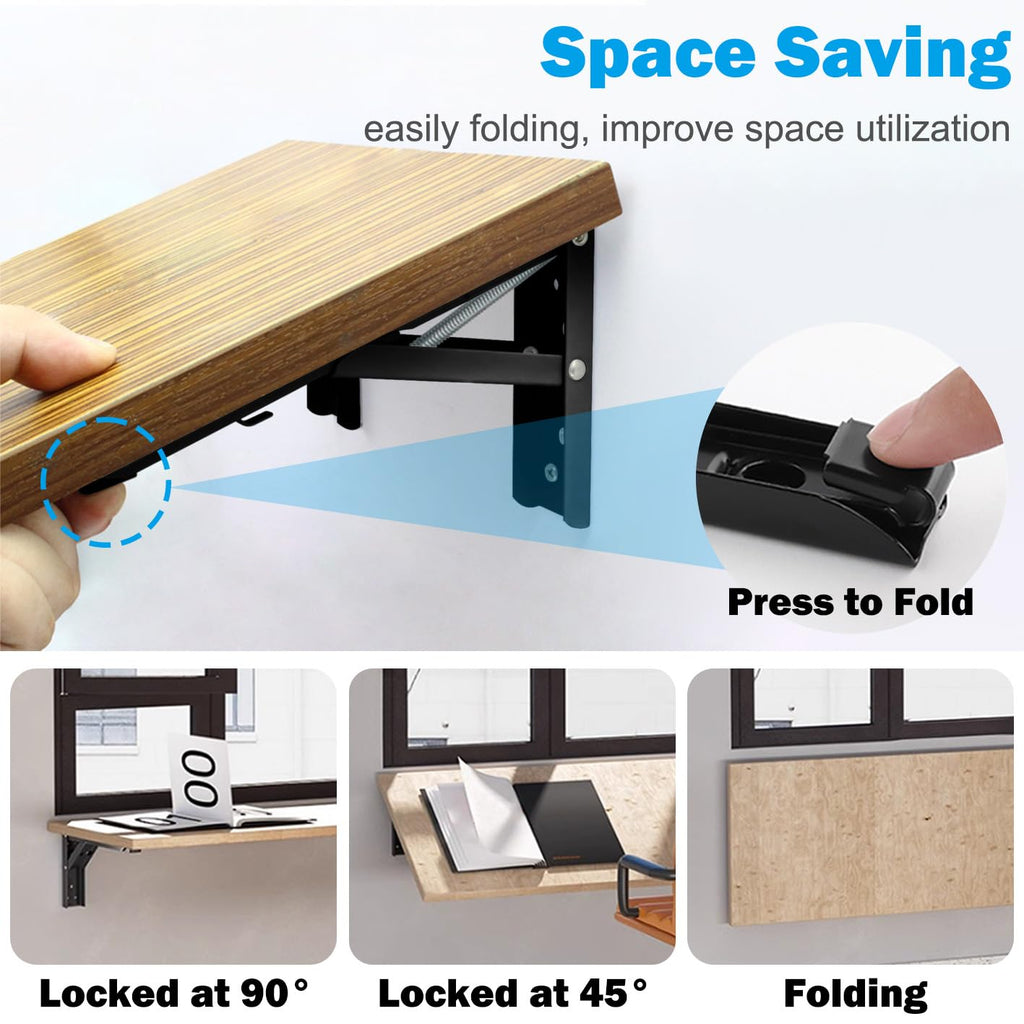 24inch Floating Shelf Bracket,Garage Heavy Duty Folding Shelf Brackets,Wall Mounted Collapsible Shelf Bracket,Max Load 330lb,(Pack of 4, No Board) (24In 4Pack)