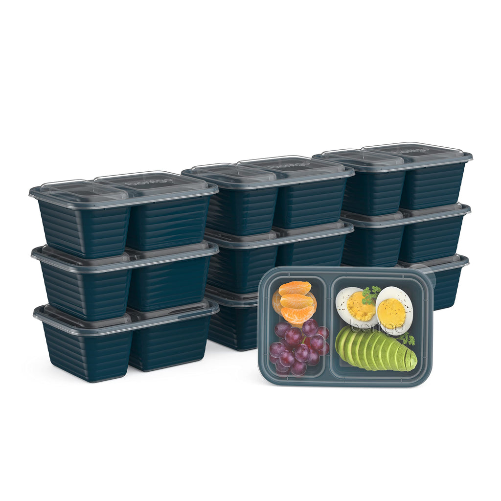 Bentgo Prep - 2-Compartment Snack Containers with Lids - Reusable, Microwaveable, Durable, PFAS & BPA-Free, Freezer, & Dishwasher-Safe Meal Prep Food Storage - 10 Trays & 10 Lids (Basil Glitter)