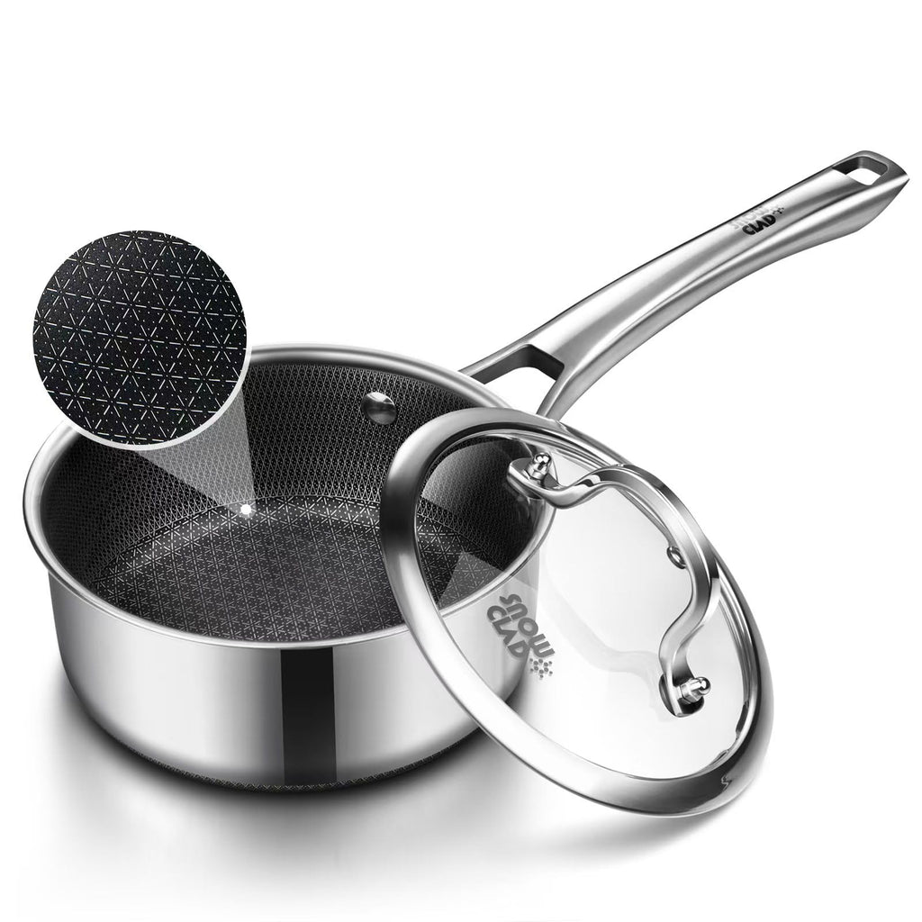 Sauce pan with lid,1.5 Quart & 2.5 Quart & 3.5 Quart Hybrid Nonstick Sauce pans set, Stainless Steel cookware,non stick Pots PFOA Free,Works on Induction,Ceramic and Gas Cooktops