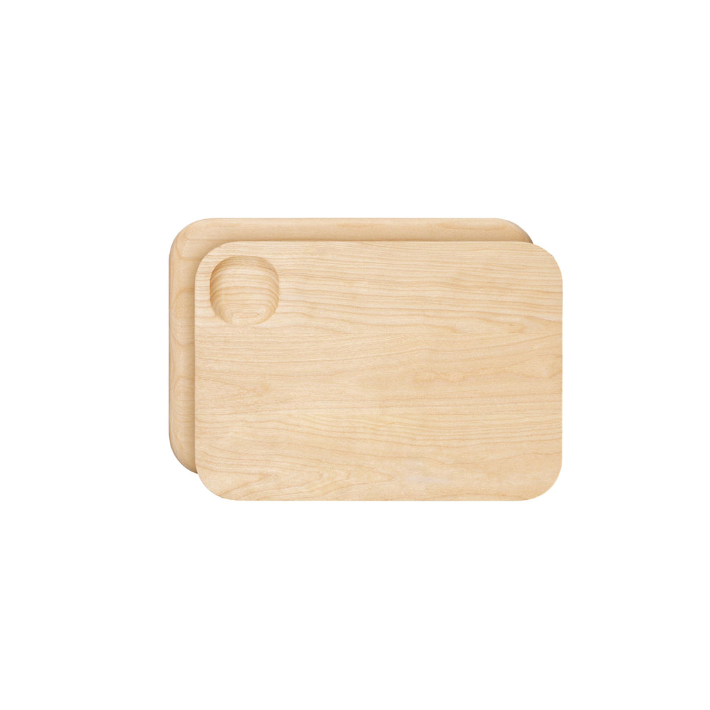 Caraway 4-Piece Double Sided Wood Cutting Board Set - Made From FSC-Certified Birch Wood - Mineral Oil & Wax Finish - 3 Sizes - Small, Medium, & Large - Storage Organizers Included
