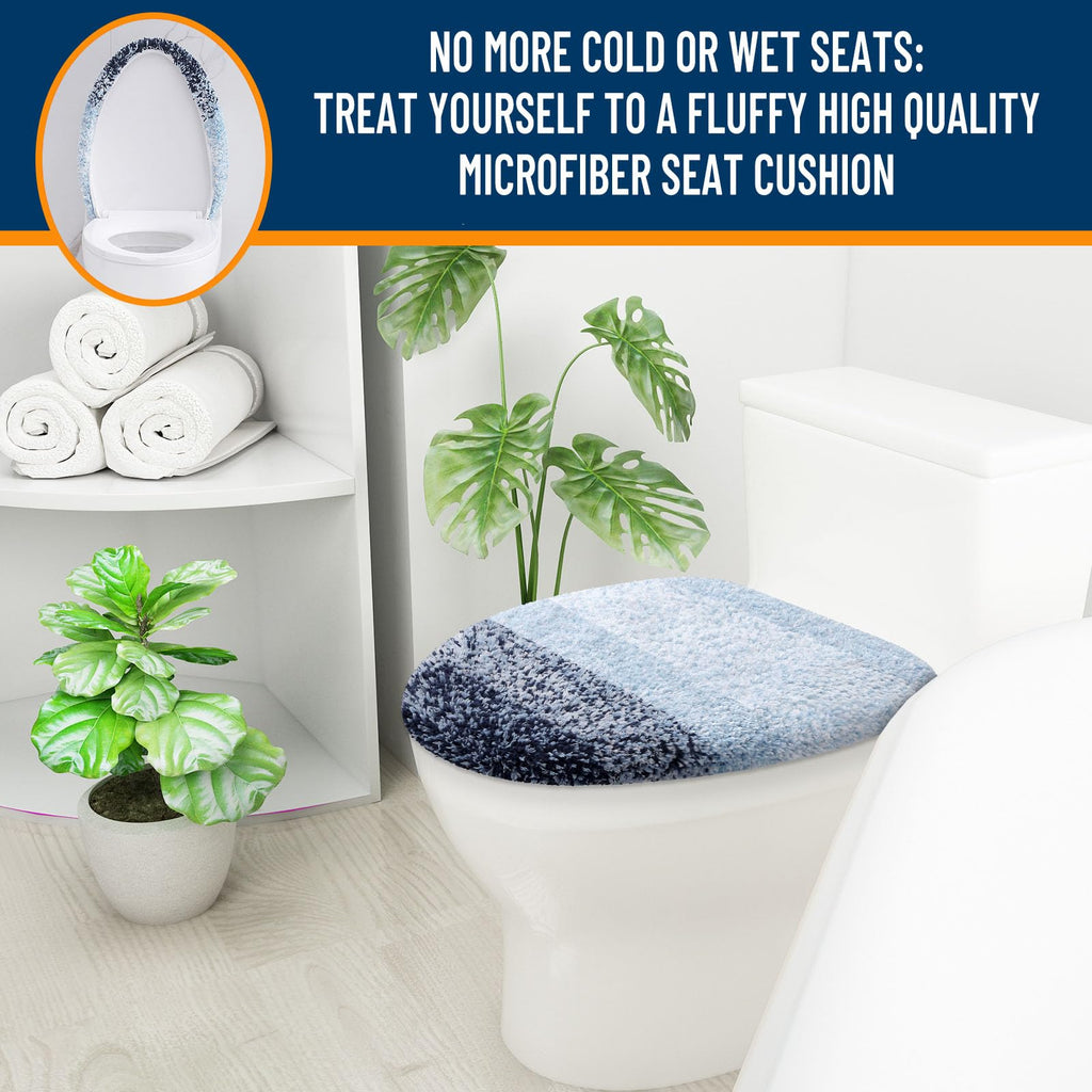 OLANLY Soft Microfiber Bathroom Toilet Lid Cover, Machine Washable Seat Covers, 17.5x15, Stays in Place Rubber Backing, Fits Most Round, Elongated and Oblong Lids, Accessories Decor, Gray