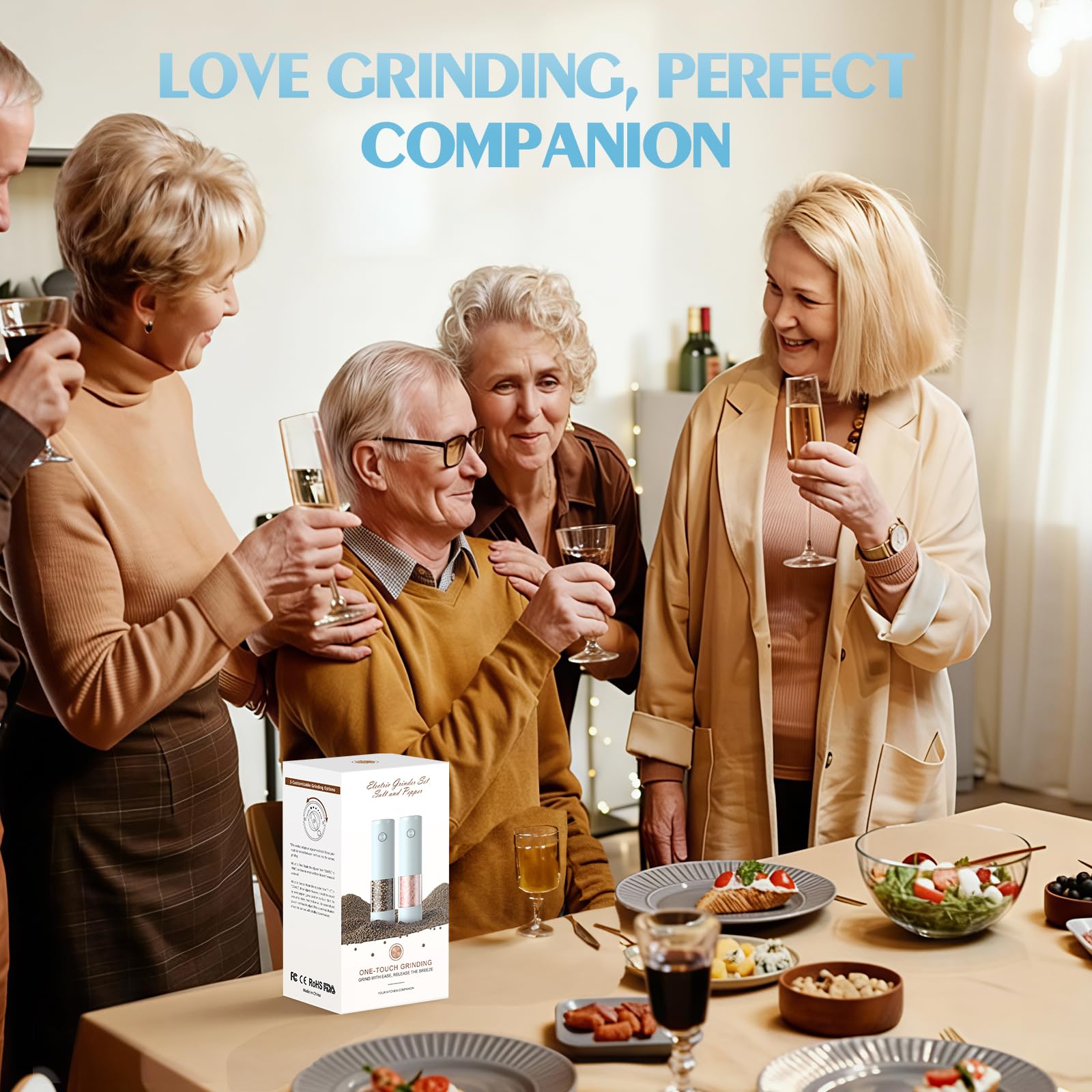 Electric Salt and Pepper Grinder Set Automatic Battery Pepper Mill Shakers Adjustable Coarseness Upgraded Larger Capacity with Led Home and Kitchen Appliances Birthday Gifts for Women Mom