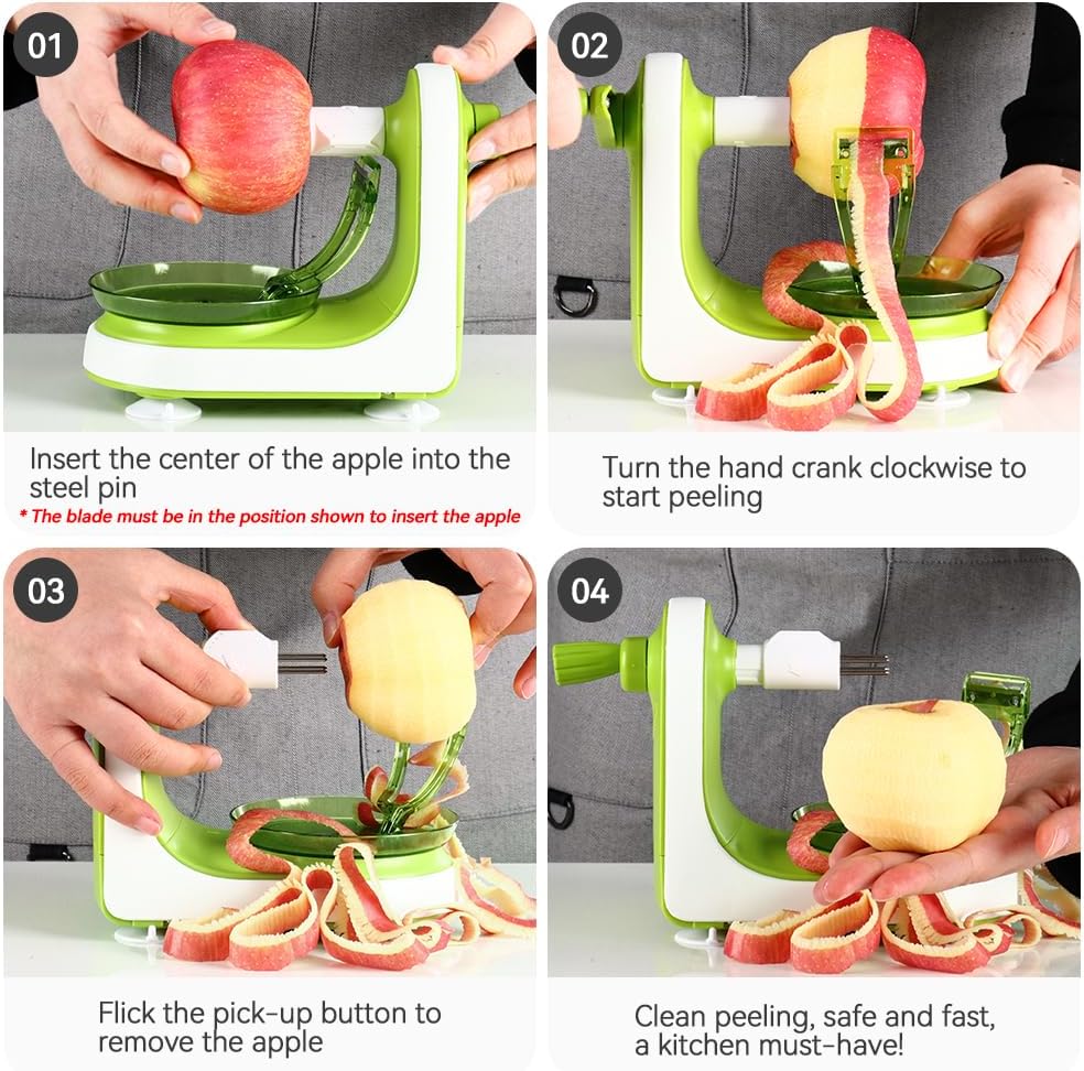 KEOUKE Manual Apple Peeler with Suction Base - Quick, Safe Desktop Apple Skin Peeler, Replaceable Blade, Easy to Clean for Home Kitchen Quick Applesauce Pie Making