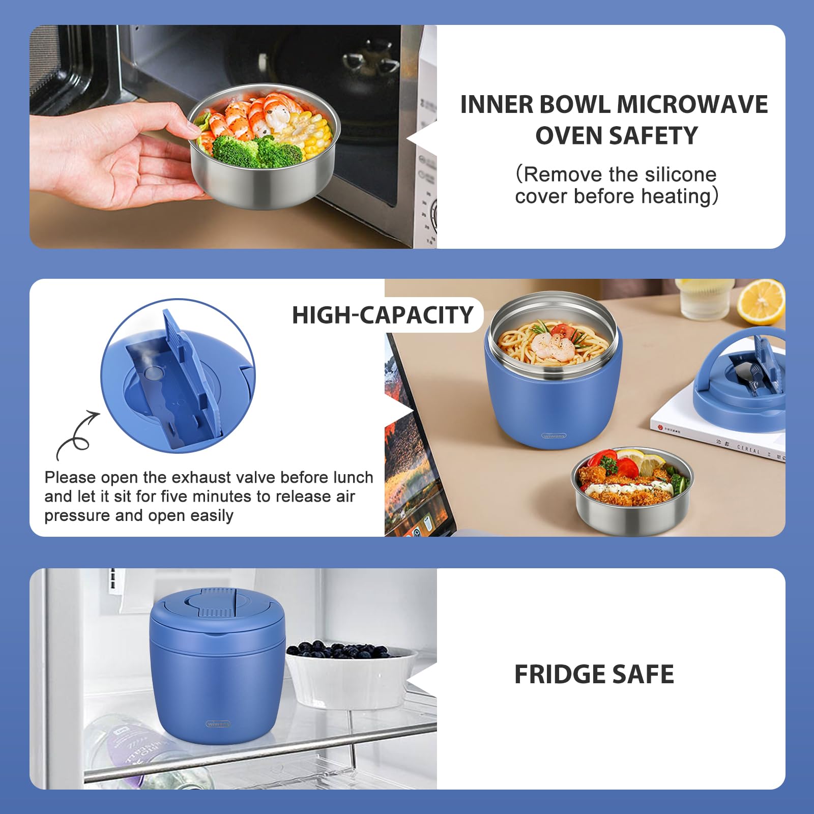 Thermo Food Jar for Hot Food Adults 32OZ Soup Thermo Lunch Containers Wide Mouth Vacuum Insulated Stainless Steel Leakproof Bento Box with Spoon (Black)