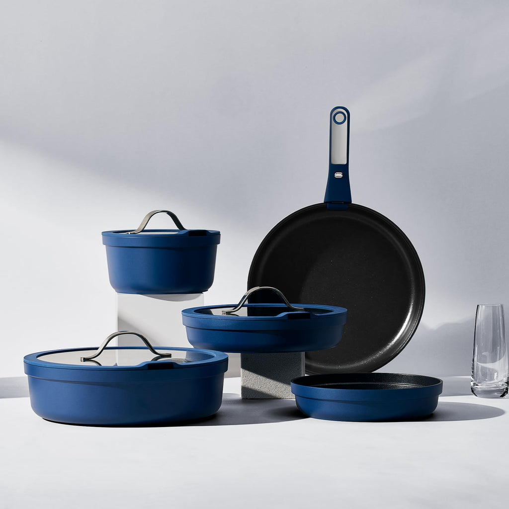 CAROTE 22pcs Pots and Pans Set Non Stick, Nonstick Cookware Set, Dishwasher/Oven/Fridge Safe Pots and Pans, Removable Handle RV Oven Safe Cookware, Induction Kitchen Set, Blue