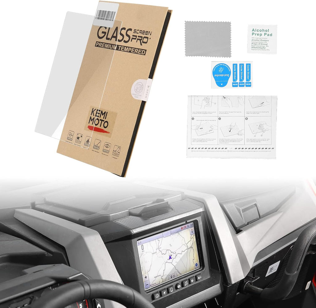 KEMIMOTO Tempered Glass Screen Protector Compatible with Polaris RZR PRO XP/R Turbo Sportsman Ranger General Xpedition 7 inch Ride Command Snowmobile 7S Display Touchscreen 2021 2022 2023 2024 2025