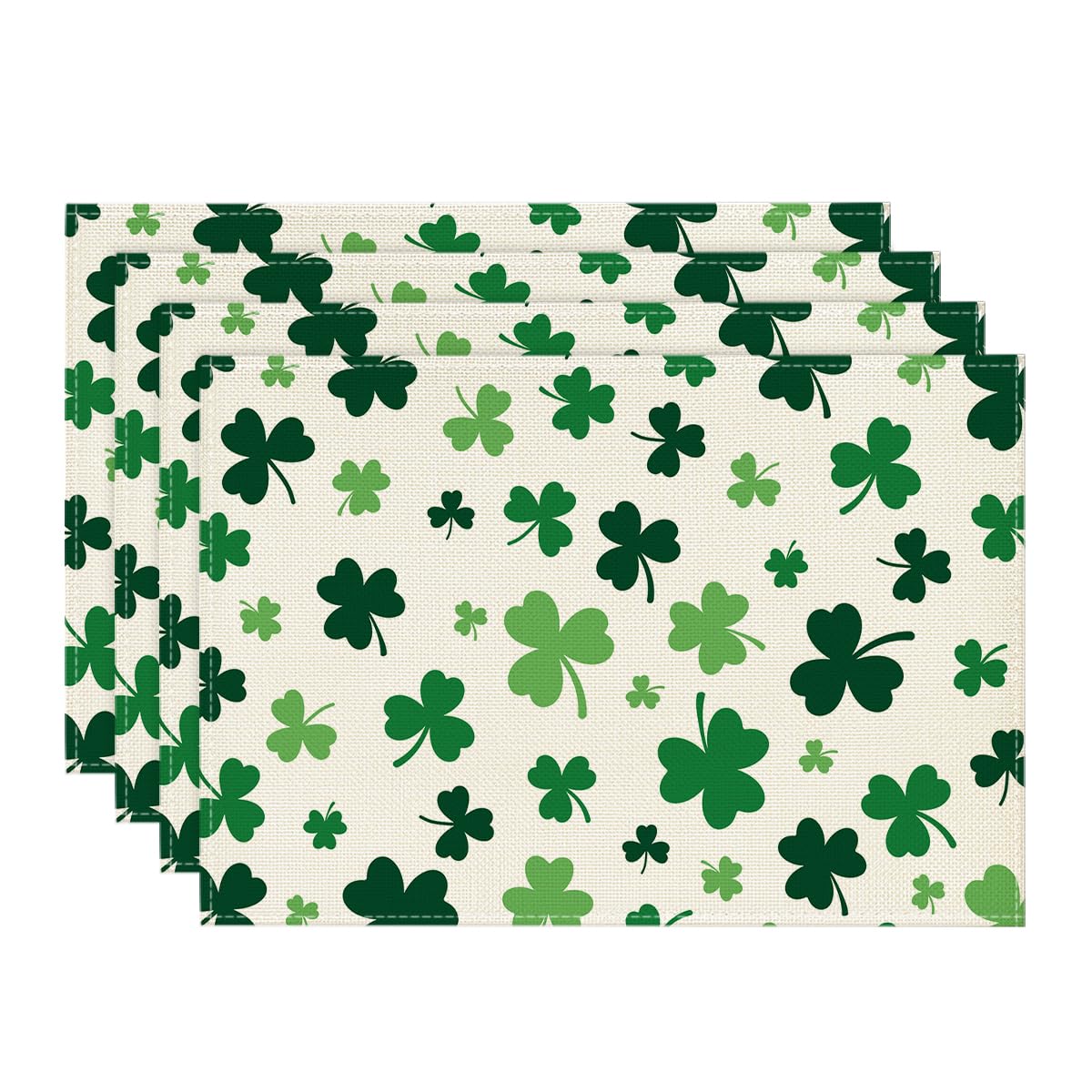 Artoid Mode Green Shamrock St. Patrick's Day Placemats Set of 4, 12x18 Inch Seasonal Spring Table Mats for Party Kitchen Dining Decoration