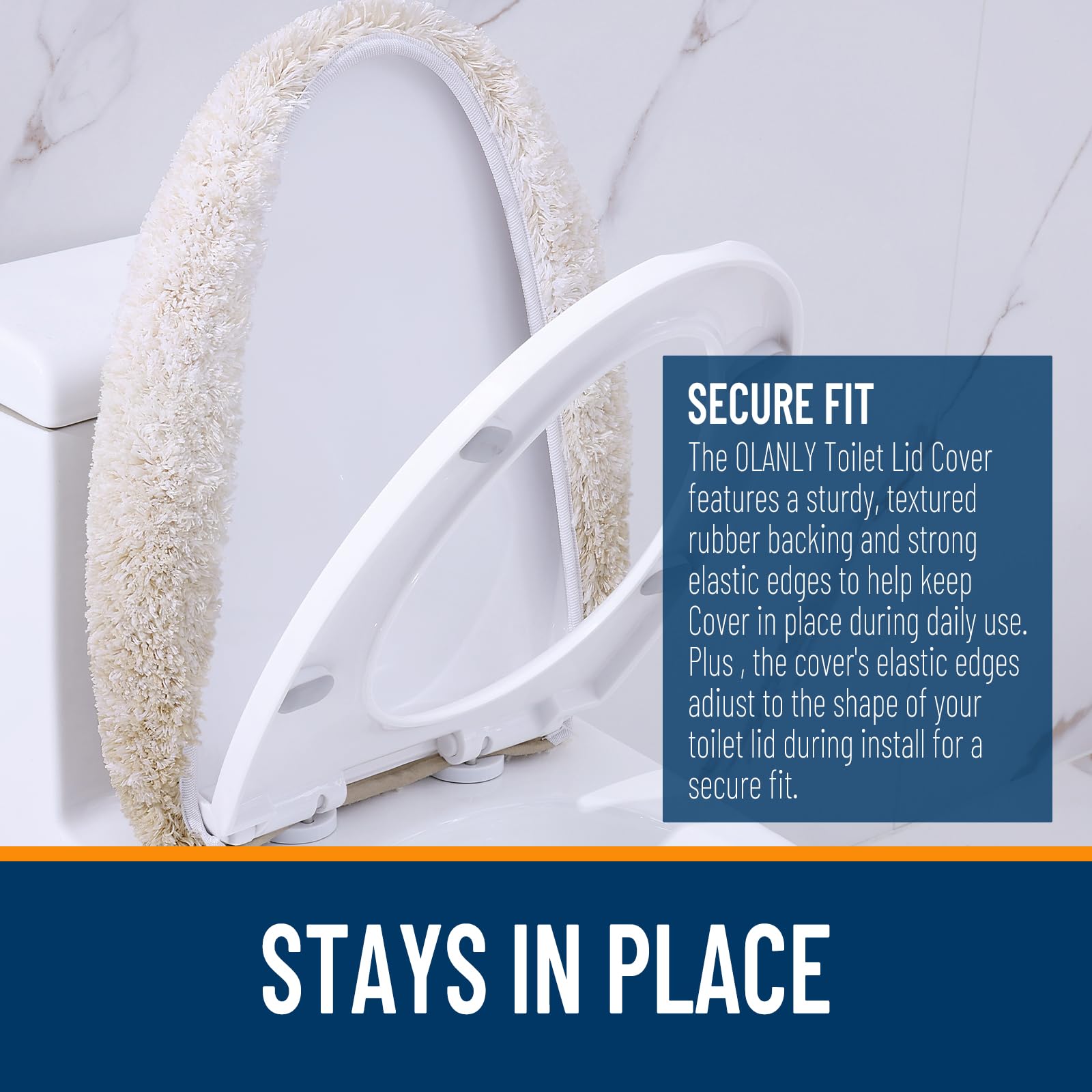 OLANLY Soft Microfiber Bathroom Toilet Lid Cover, Machine Washable Seat Covers, 17.5x15, Stays in Place Rubber Backing, Fits Most Round, Elongated and Oblong Lids, Accessories Decor, Gray