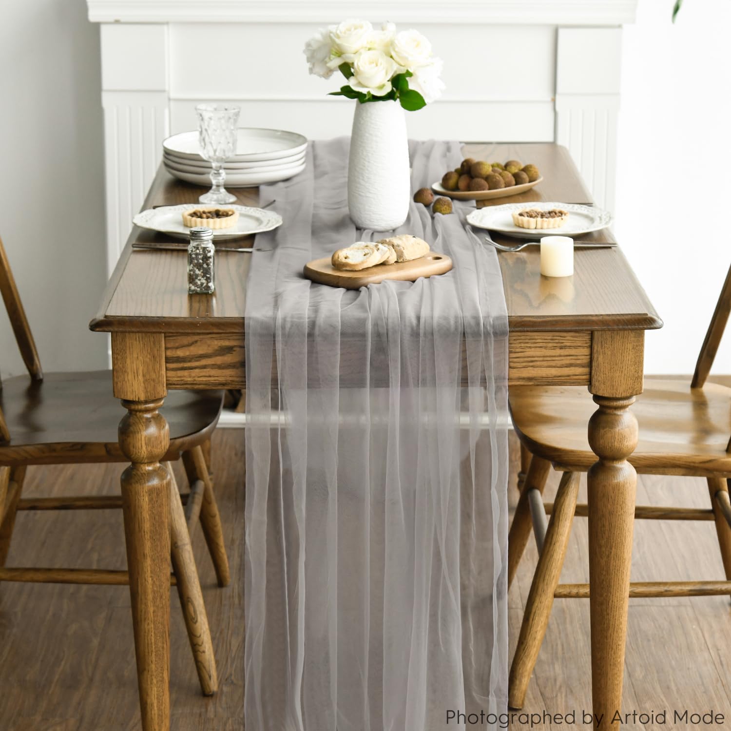 Artoid Mode Red Gauze Table Runner 120 Inch 10FT, Seasonal Sheer Kitchen Dining Holiday Wedding Birthday Baby Shower Table Decor for Home Party