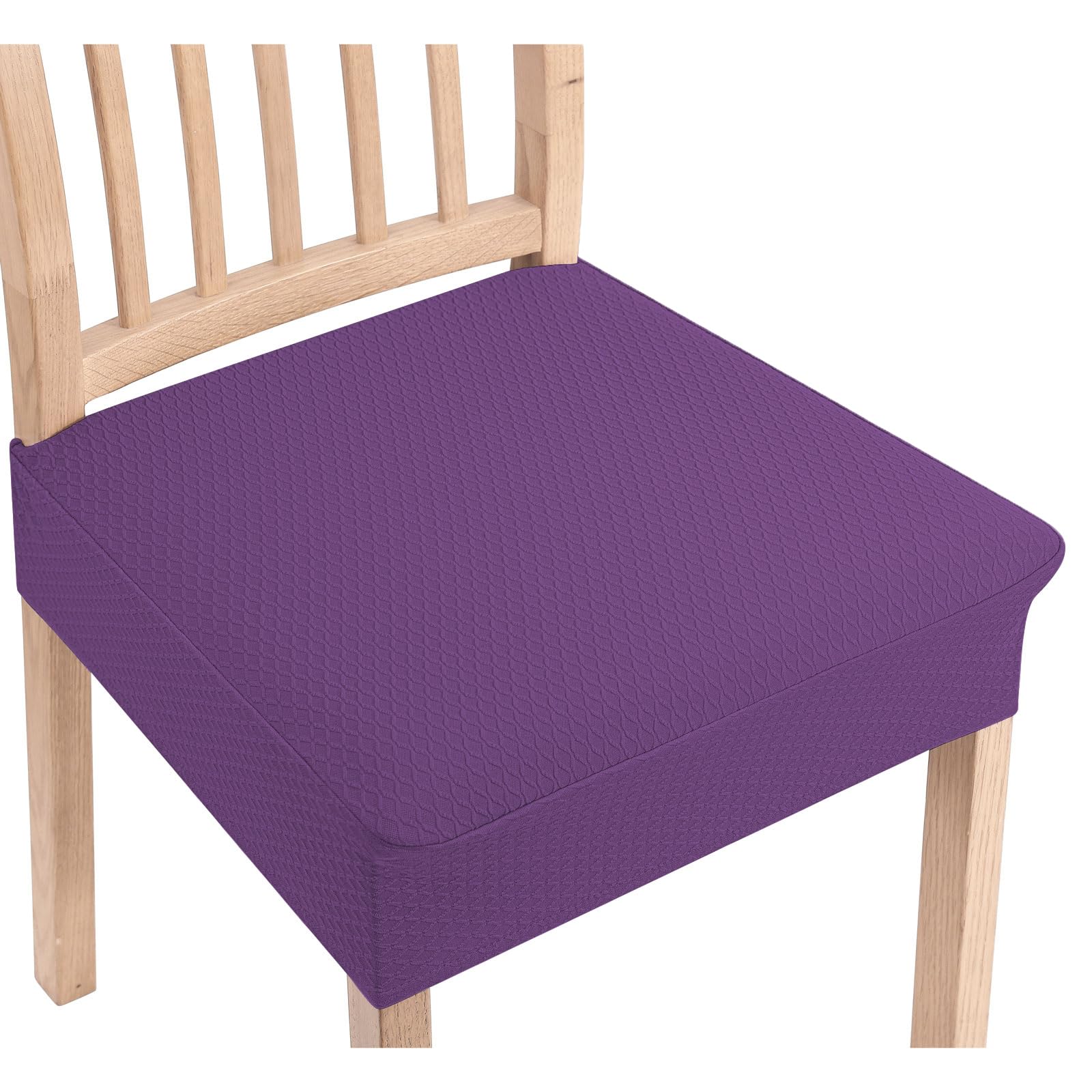 Smiry Stretch Jacquard Seat Covers for Dining Room Chairs Set of 6, Removable Washable Chair Seat Protector Slipcovers, No Rear Covers, Beige