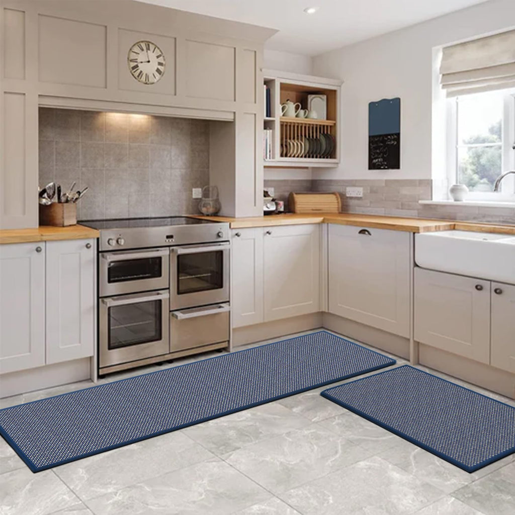 Artoid Mode Washable Non Slip Kitchen Rugs and Mats Set of 2, Rubber Backing Absorbent Kitchen Mats for Floor Front of Sink - 17x29 and 17x47 Inch