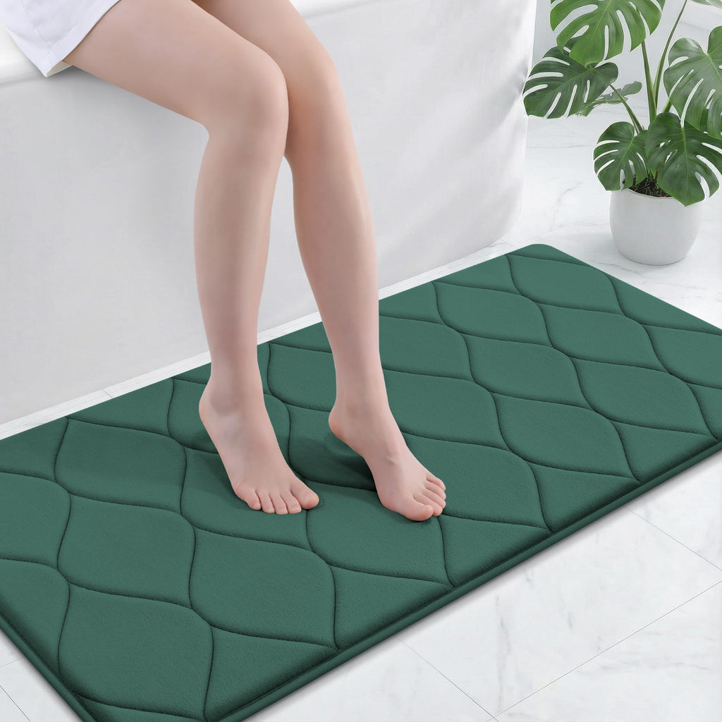 Smiry Memory Foam Bath Mat 30''x20'', Ultra Soft Non-Slip Bathroom Rug, Plush Water Absorbent Quick Dry and Machine Washable Floor Mat for Shower, Tub & Home Decor, Grey