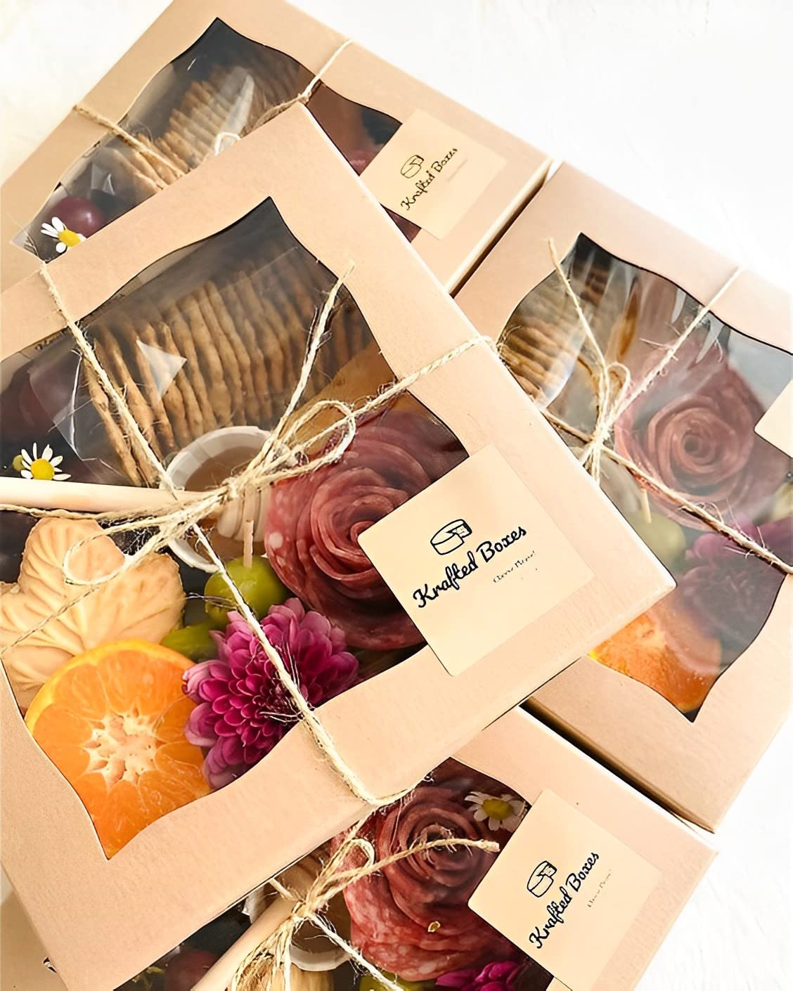 8x8x3 inch Kraft Cookie Boxes Candy Boxes with Window for Chocolate Covered Strawberry Macaron Donut Breakable Heart Baked Goods, Gift Treat Boxes Charcuterie Box(30 Pack,Brown)