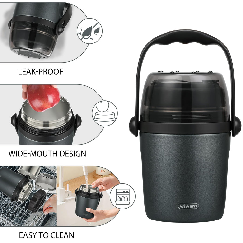 32oz Lunch Containers for Adults Kids Soup Thermo for Hot Food Jar Stainless Steel Insulated Vacuum Leak Proof Wide Mouth Thermal Bento Box with Spoon and Tritan Lid