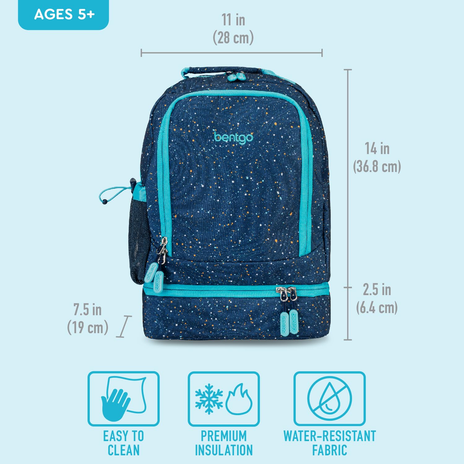 Bentgo Kids 2-in-1 Backpack & Insulated Lunch Bag - Durable 16” Backpack & Lunch Container in Unique Prints for School & Travel - Water Resistant, Padded & Large Compartments (Dinosaur)