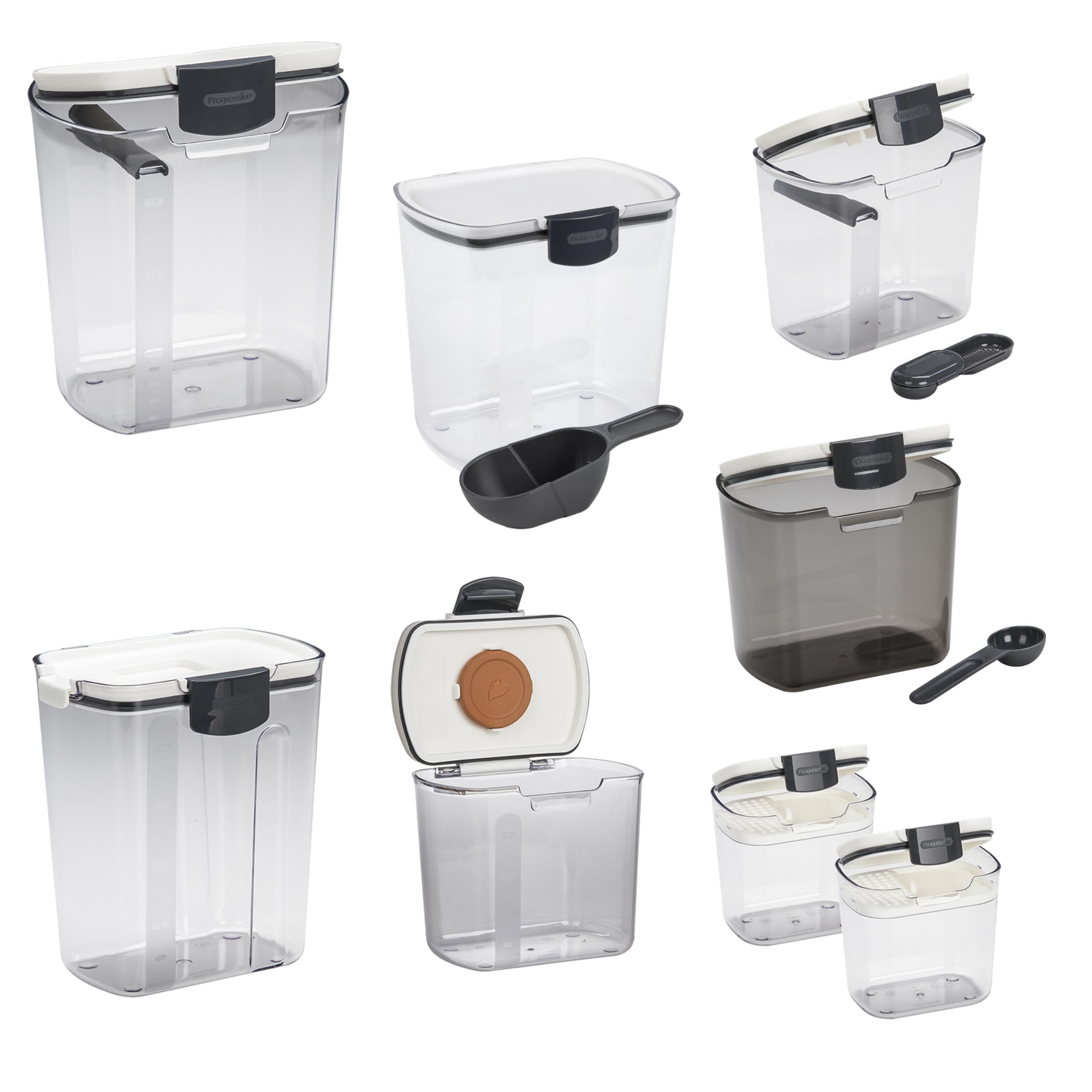 Progressive ProKeeper Baker's Airtight Kitchen Storage Canister Container Set for Flour, Sugar & More, Keeps Ingredients Fresh, with Accessories (Multicolor, 6- Piece)
