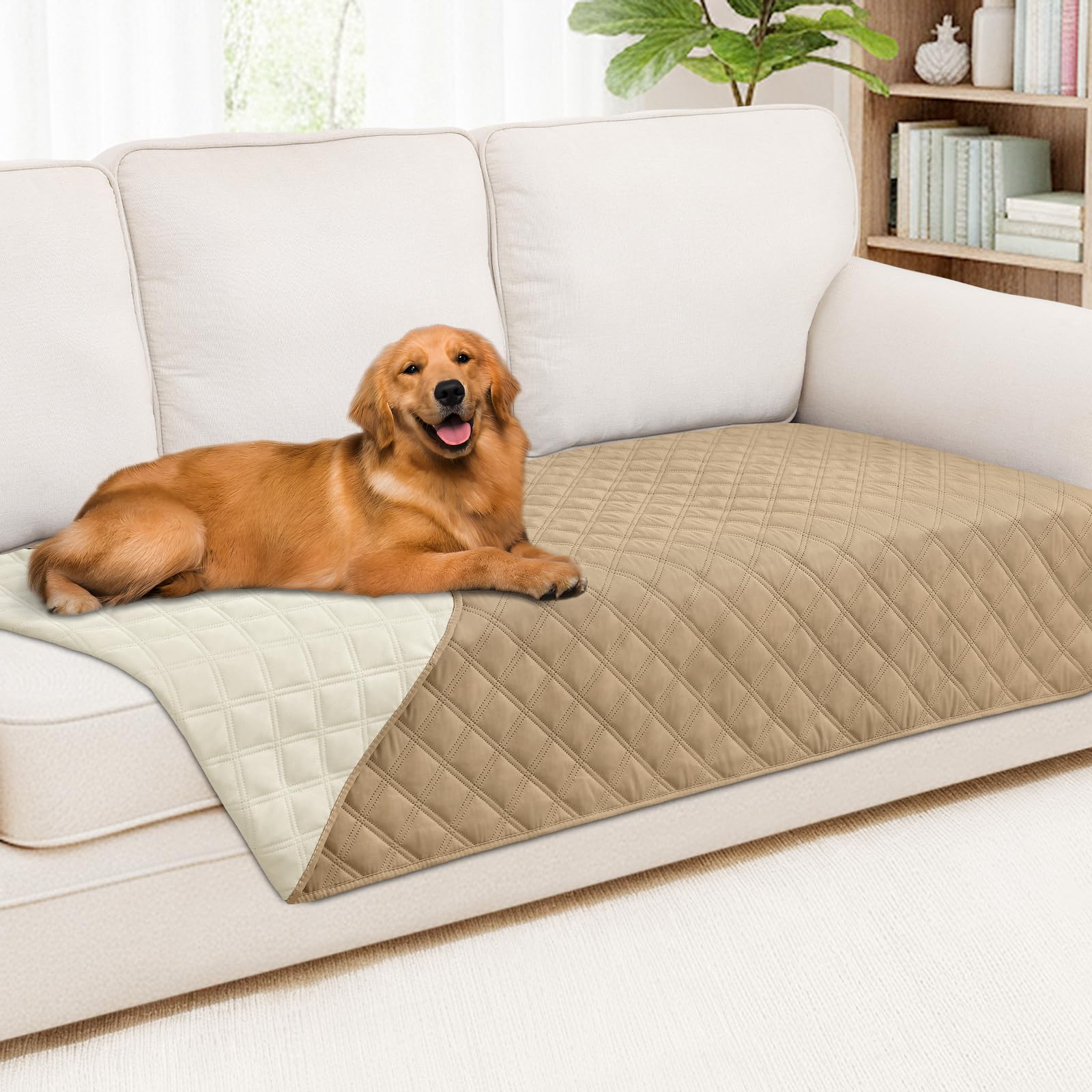 Smiry Waterproof Couch Covers for Dogs Washable, Reversible Pet Couch Covers for 3 Cushion Sofa Pet Friendly, Soft Sofa Furniture Protector for Dogs Cat Kids, Checkered (30"x70", Grey/Dark Grey)