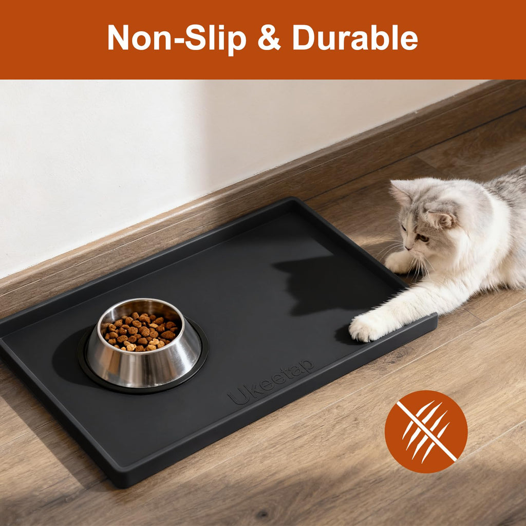 Extra Thick Silicone Mat Waterproof with Raised Edge 34" x 22", Under Sink Mat for Kitchen & Bathroom, Kitchen Cabinet Liner, Multi-Purpose for Storage & Protection, Gray