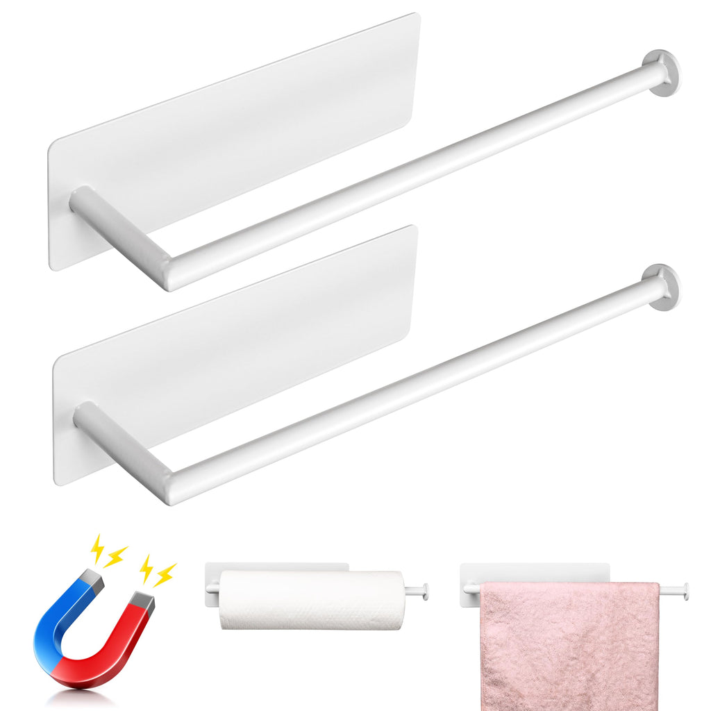 RedCall 2 Pack Magnetic Paper Towel Holder for Fridge,Black Kitchen Towel Holder for Refrigerator/BBQ Grills/Griddles Toolbox/RV,Powerful Magnetic Towel Bar,Kitchen Bathroom Organizers and Storage