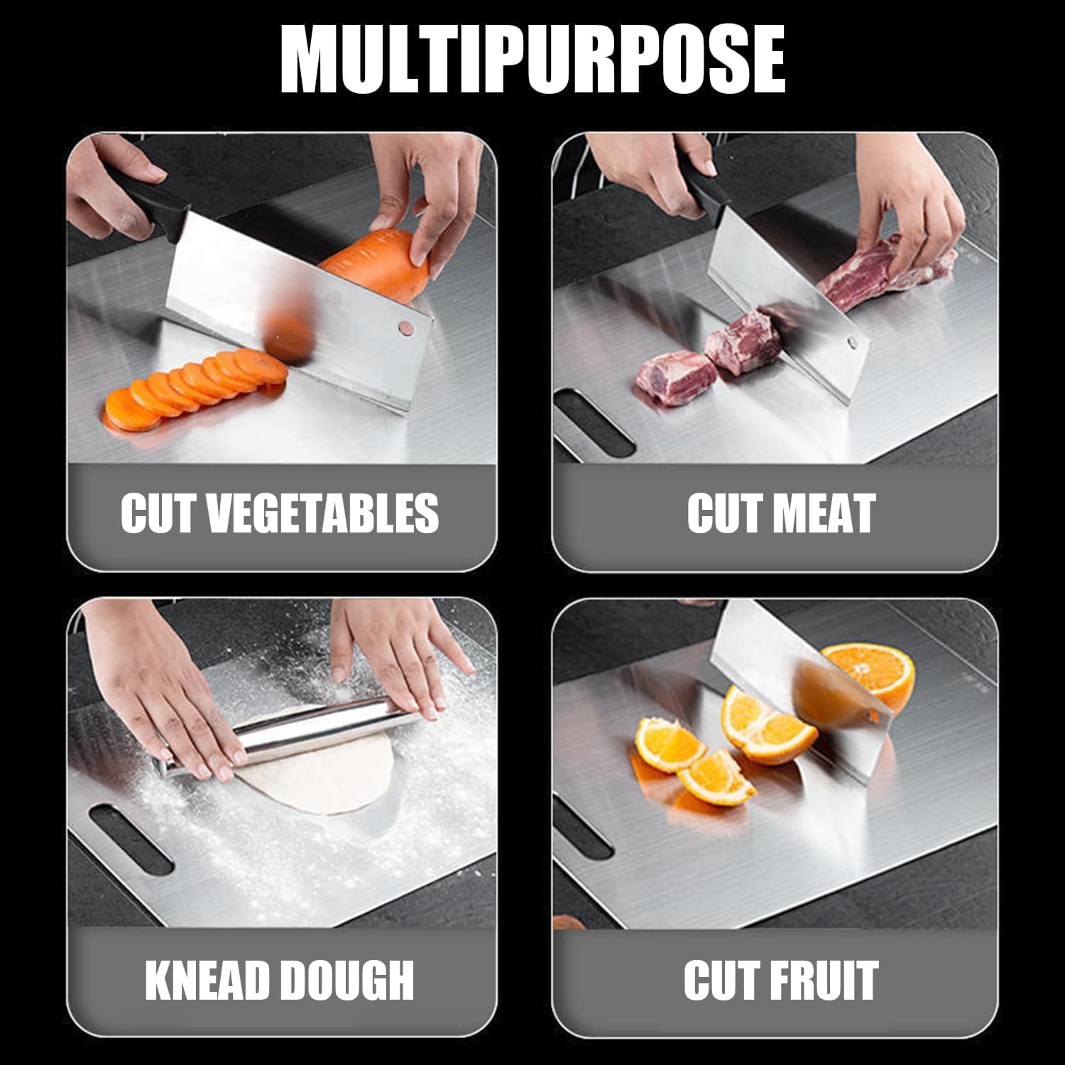 Titanium Cutting Board - 2025 New Upgrade 100% Pure Titanium Cutting Boards for Kitchen Double Sided Titanware Cutting Board,Hygiene Durable Dishwasher Safe Chopping Board,1PC (12"L x 9"W)