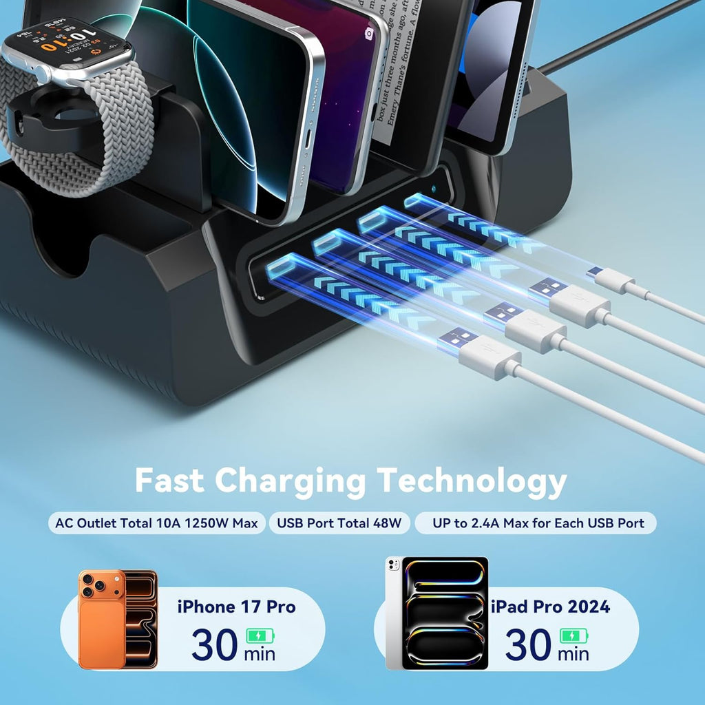 KDD Headphone Controller Stand with Wireless Charging & 6 in 1 Charging Dock with Headphone Stand and Watch Holder