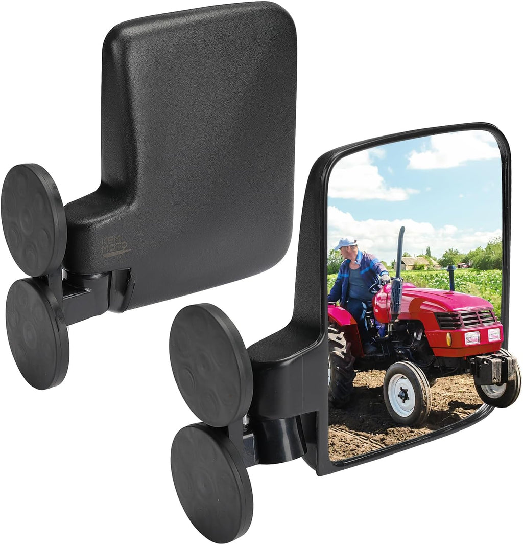 KEMIMOTO Tractor Magnetic Side Mirrors, 114 Lbs Magnet Rear View Mirror for Tractors, Forklifts, Lawn Movers, Golf Cart, Small Dozers, Lift Trucks, Compatible with John Deere, Kubota, Toyota, CASE