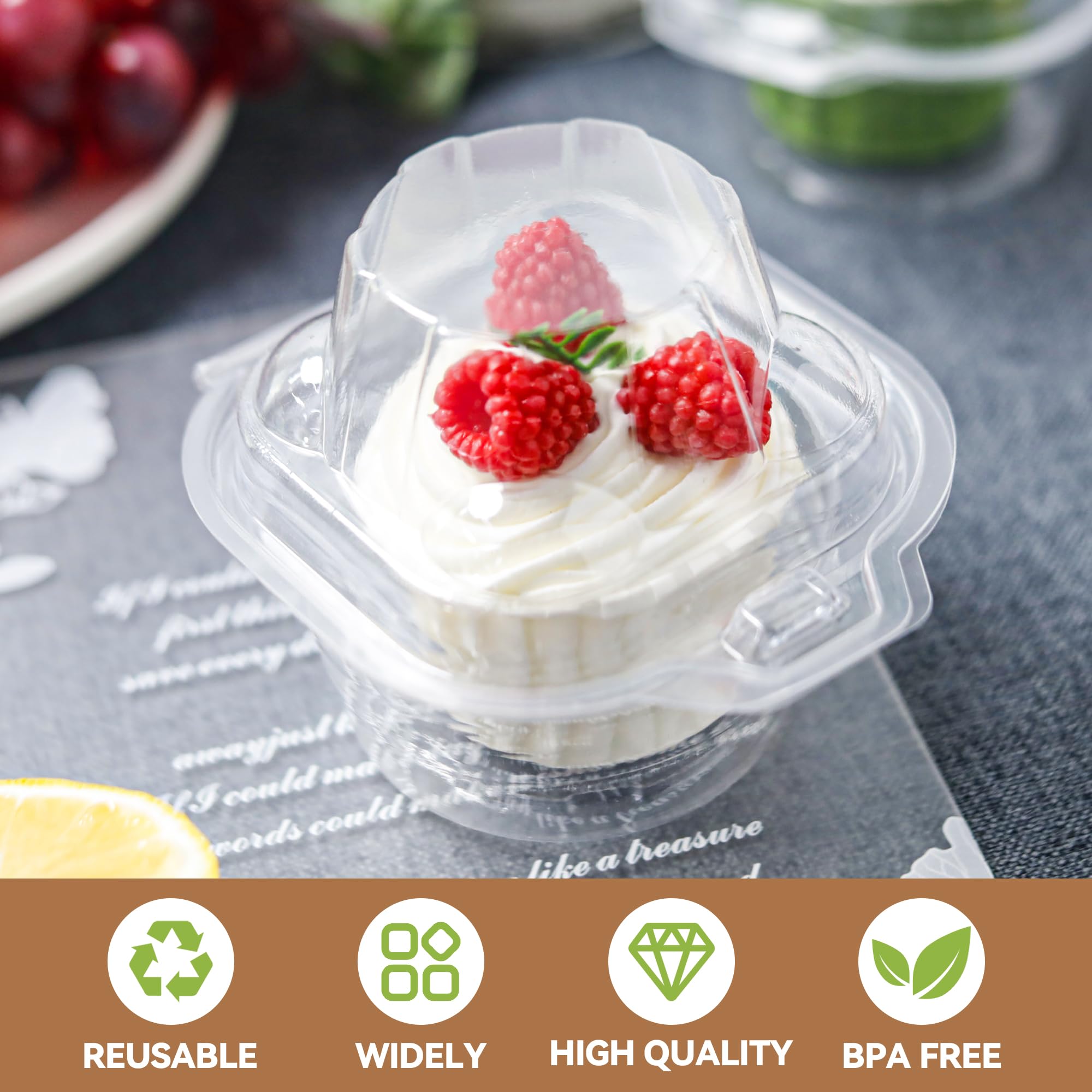 60 Pack Individual Cupcake Containers Plastic Cupcake Boxes Cupcake Holders Stackable Deep Dome Cupcake Carrier