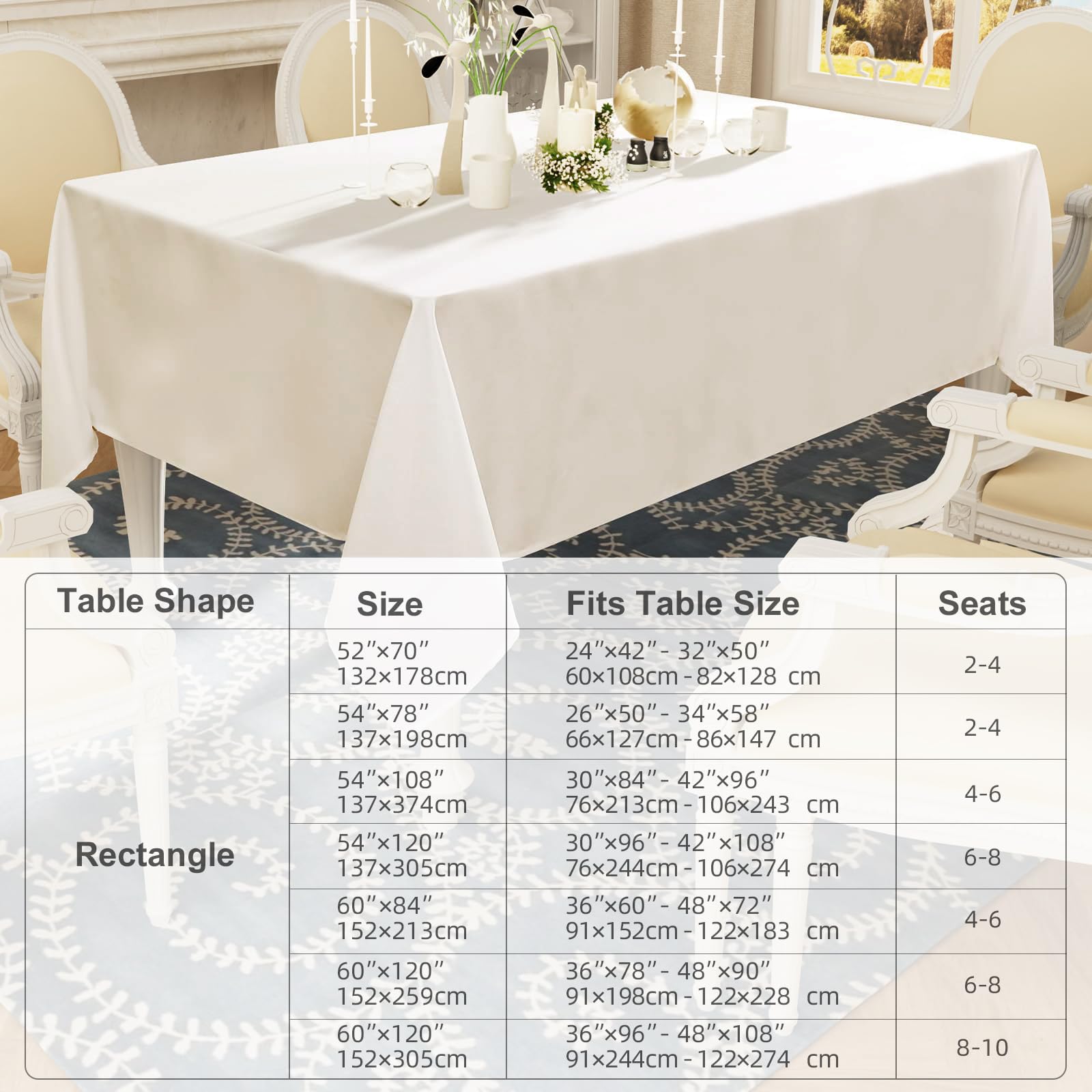 Smiry Rectangle Table Cloth, Waterproof Anti-Scratch Polyester Tablecloth, Decorative Washable Fabric Table Cover for Dining, Buffet, Parties and Outdoor, 60x84, Black