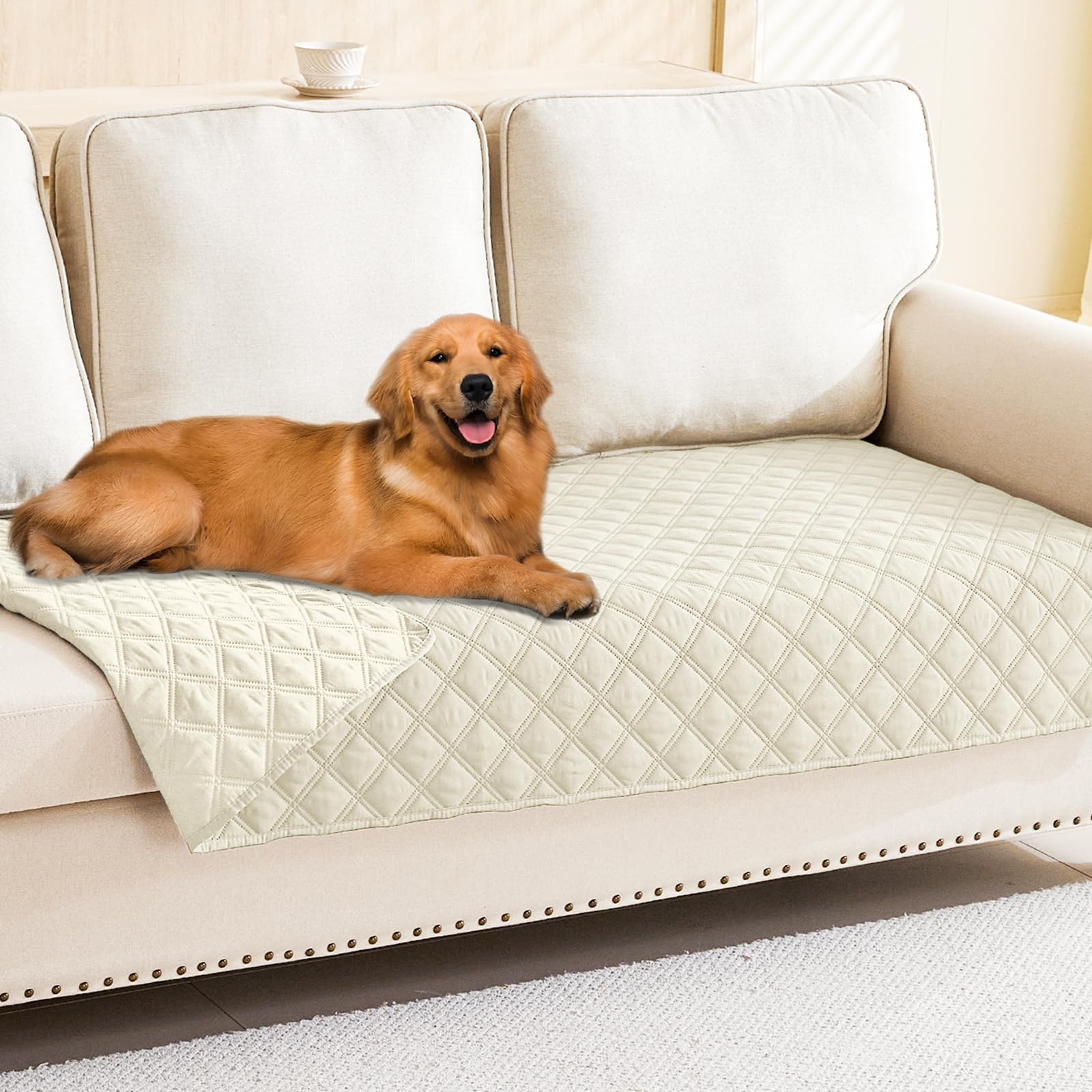 Smiry Waterproof Couch Covers for Dogs Washable, Reversible Pet Couch Covers for 3 Cushion Sofa Pet Friendly, Soft Sofa Furniture Protector for Dogs Cat Kids, Checkered (30"x70", Grey/Dark Grey)