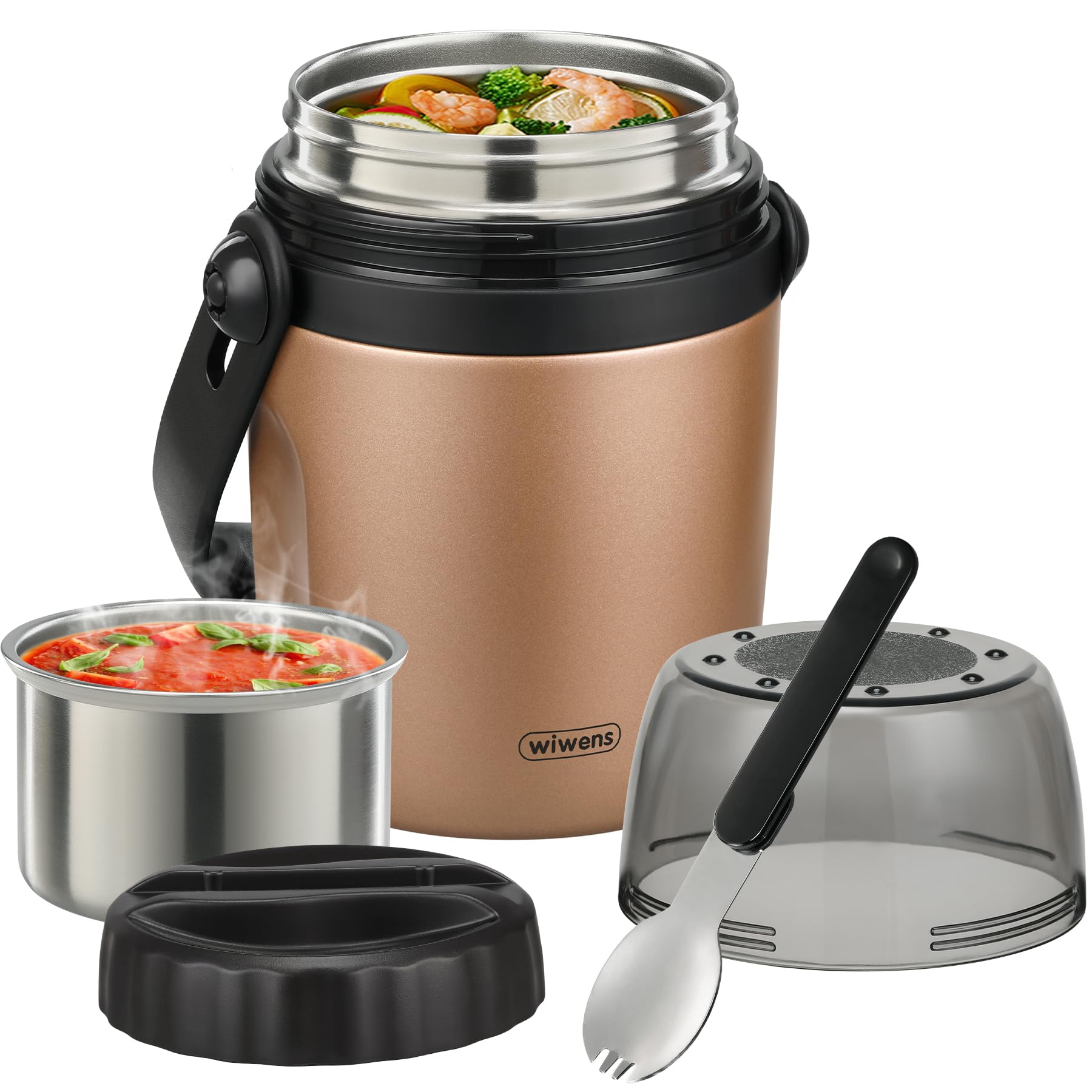 32oz Lunch Containers for Adults Kids Soup Thermo for Hot Food Jar Stainless Steel Insulated Vacuum Leak Proof Wide Mouth Thermal Bento Box with Spoon and Tritan Lid