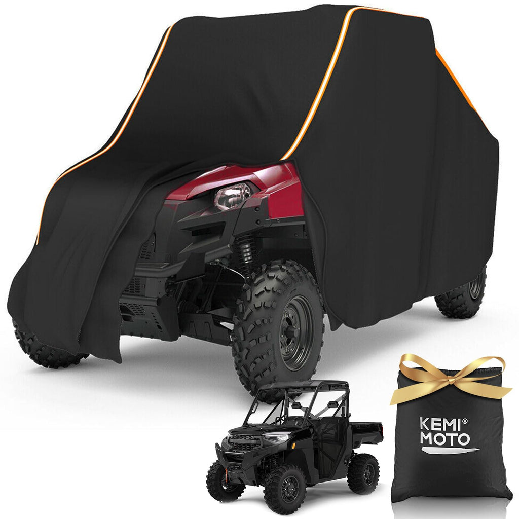 KEMIMOTO UTV Cover 2 Seater All-Weather Protection, Compatible with Polaris Ranger XP 1000/ Mule/Pioneer/Wolverine/CFMOTO UForce, Ranger Cover 2-3 Seater PU Oxford Cloth Windproof Medium Size