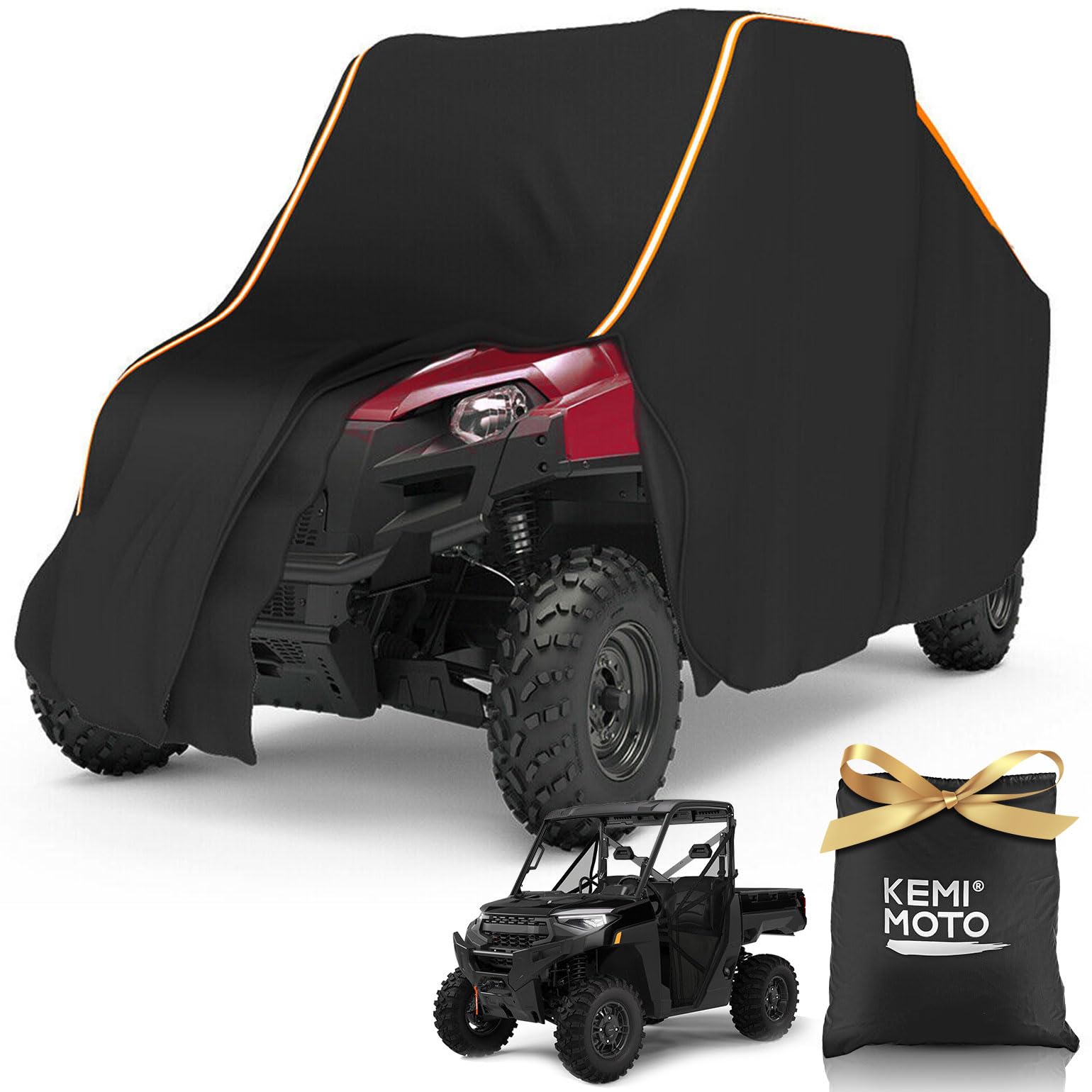 KEMIMOTO UTV Cover 2 Seater All-Weather Protection, Compatible with Polaris Ranger XP 1000/ Mule/Pioneer/Wolverine/CFMOTO UForce, Ranger Cover 2-3 Seater PU Oxford Cloth Windproof Medium Size