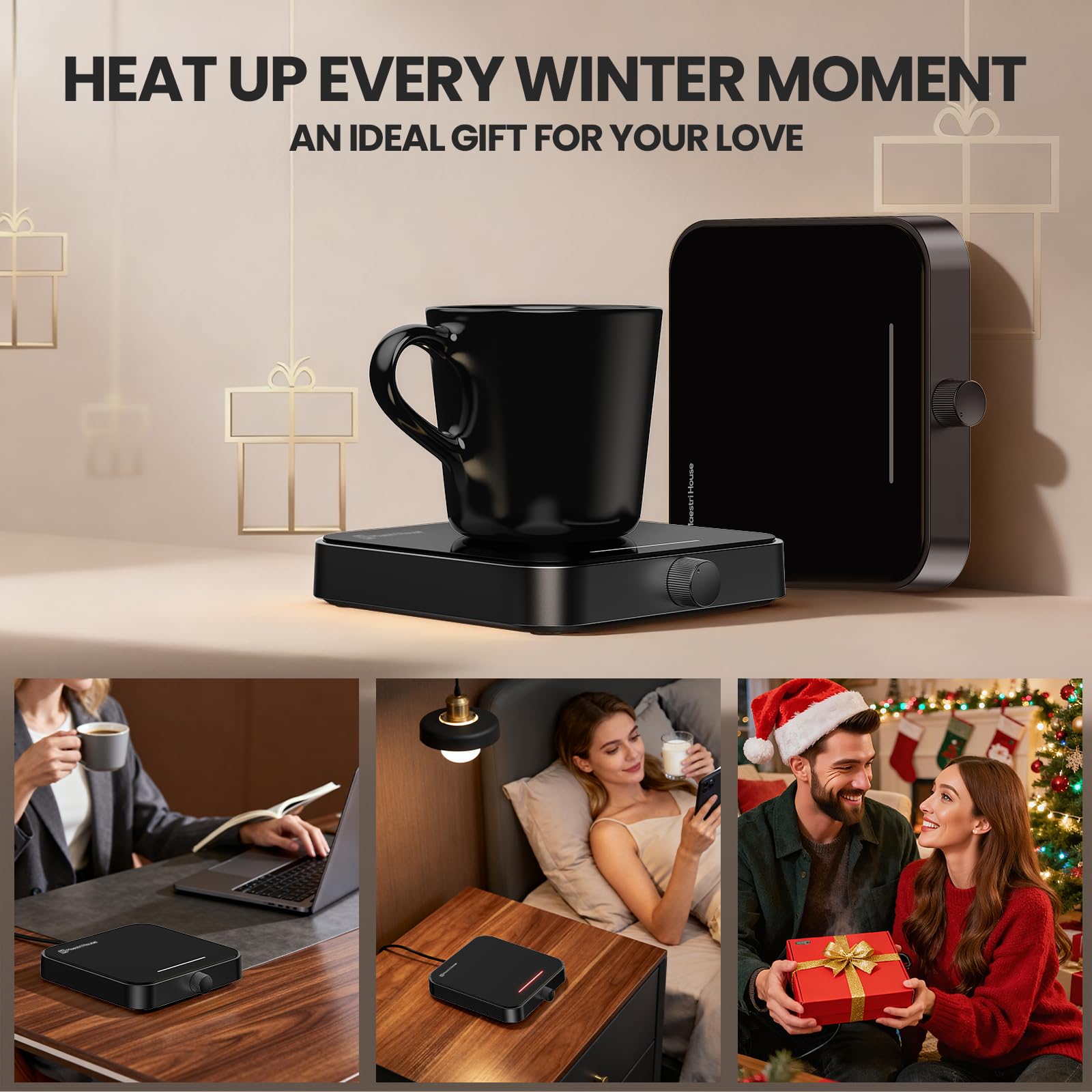 Maestri House Mug Warmer, Electric Coffee Cup Warmer for Desk with 3-Temp Settings,Auto Shut Off, Constant Temperature Heating for Beverage, Milk, Tea and Hot Chocolate at Home & Office (Wood Grain)