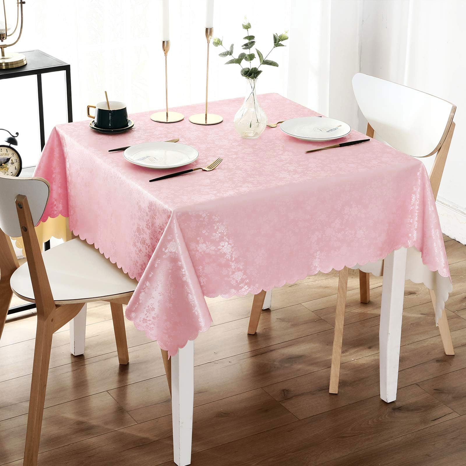 Smiry Rectangle Table Cloth, Waterproof Heavy Duty Vinyl Tablecloths, Wipeable Washable Table Cover for Kitchen and Dining Room (Beige, 60" X 84")