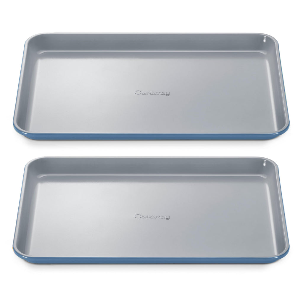 Caraway Non-Stick Ceramic Medium Baking Sheet Duo - Naturally Slick Ceramic Coating - Non-Toxic, PTFE & PFOA Free - Perfect for Baking, Roasting, and More - Medium (15" x 10") - Cream