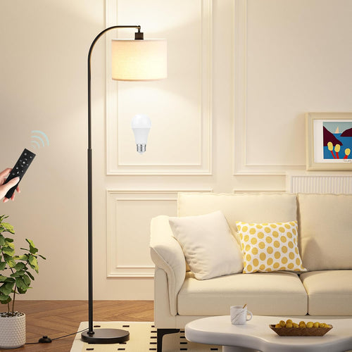 Ambimall Black Arc Floor Lamp with Remote