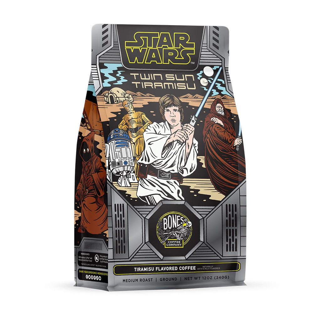 Bones Coffee Company Star Wars Wookiee Cookie Chocolate Chip Cookie Flavored Coffee, Medium Roast Low Acid Arabica Beans Compatible with Auto drip and French Press Coffee Maker, 12 Oz Ground