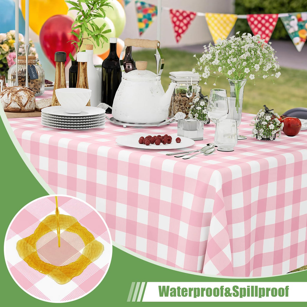 Smiry 3 Pack Red Gingham Disposable Tablecloths - 54" x 108" Heavy Duty Plastic Table Cloth, Waterproof Buffalo Plaid Table Covers for Picnic, Banquets, Outdoor Parties