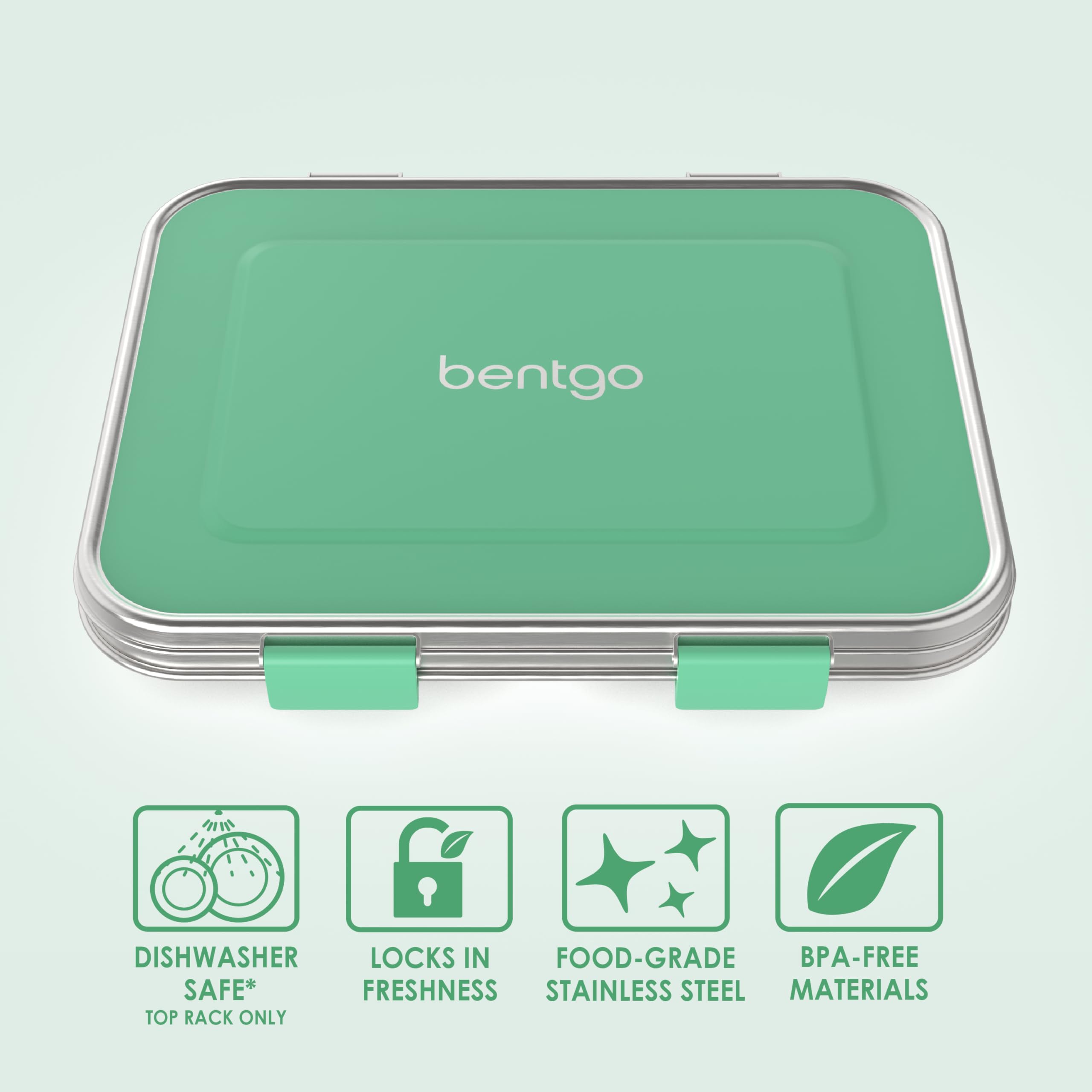 Bentgo Kids Stainless Steel Leak-Resistant Lunch Box - 3-Compartments with Bonus Silicone Container, Durable, Eco-Friendly, Dishwasher Safe, BPA-Free, Ideal for School, Ages 3+ (Blue)