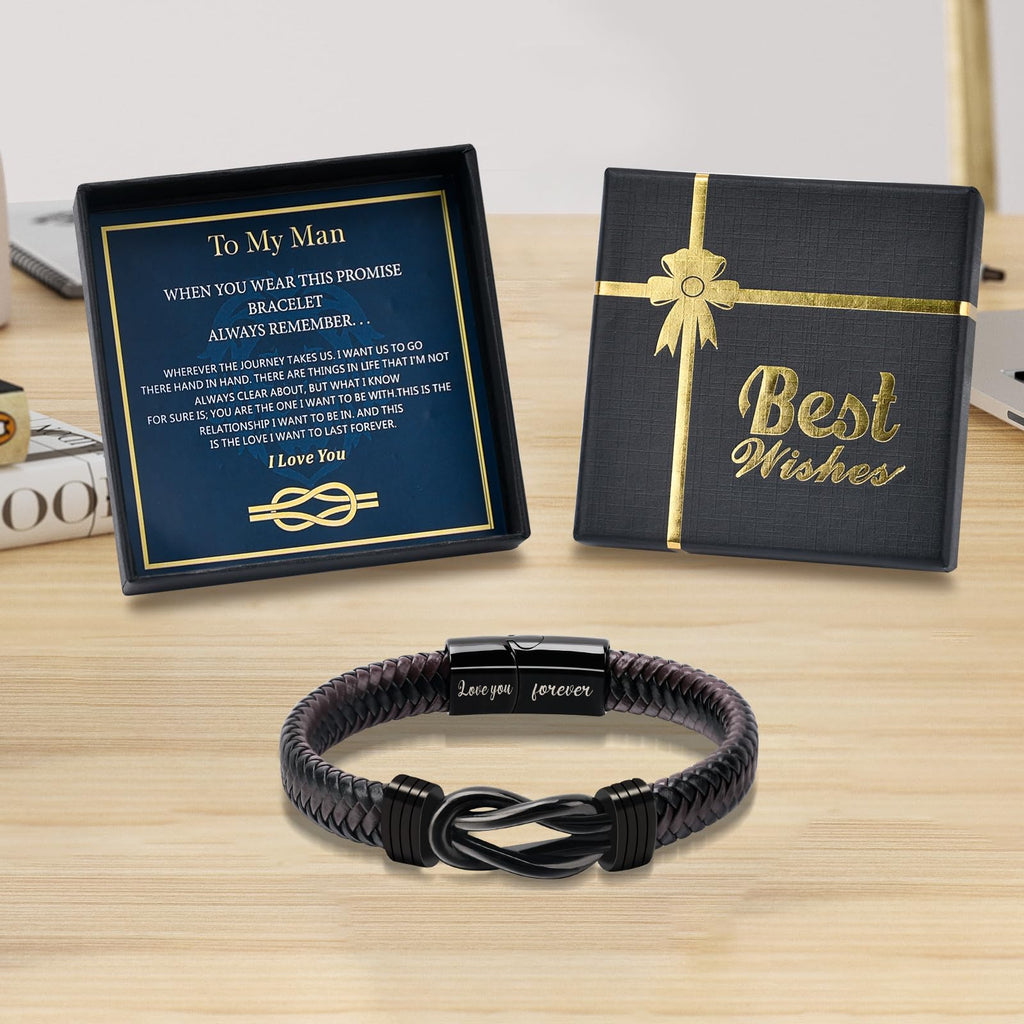 Bracelets Gifts for Men: Valentines Day Gifts for Him Leather Couples Bracelets Anniversary Romantic Gifts for Boyfriend Husband from Wife Valentine's Birthday Christmas