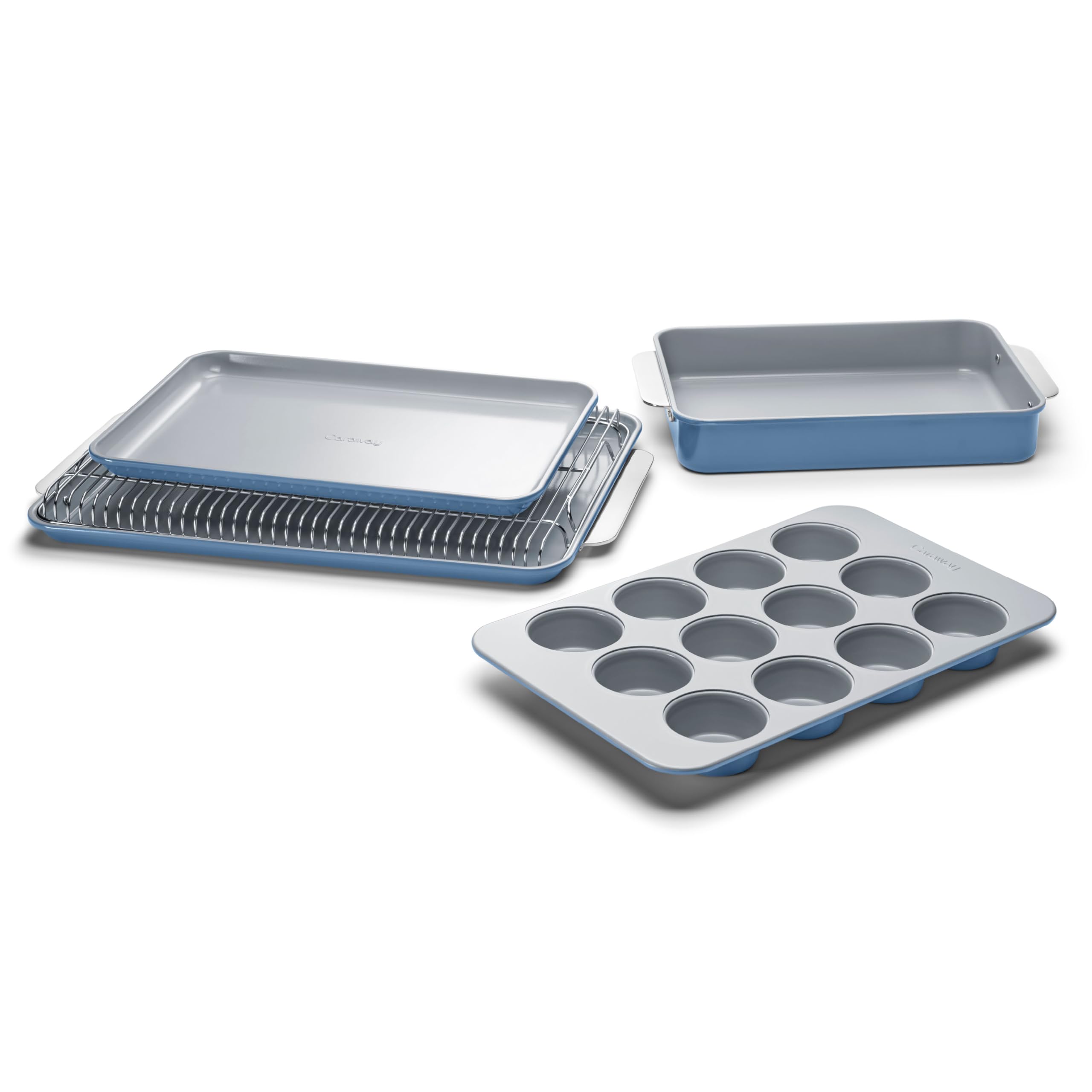 Caraway Nonstick Ceramic Bakeware Set (11 Pieces) - Baking Sheets, Assorted Baking Pans, Cooling Rack, & Storage - Aluminized Steel Body - Non Toxic, PTFE & PFOA Free - Cream